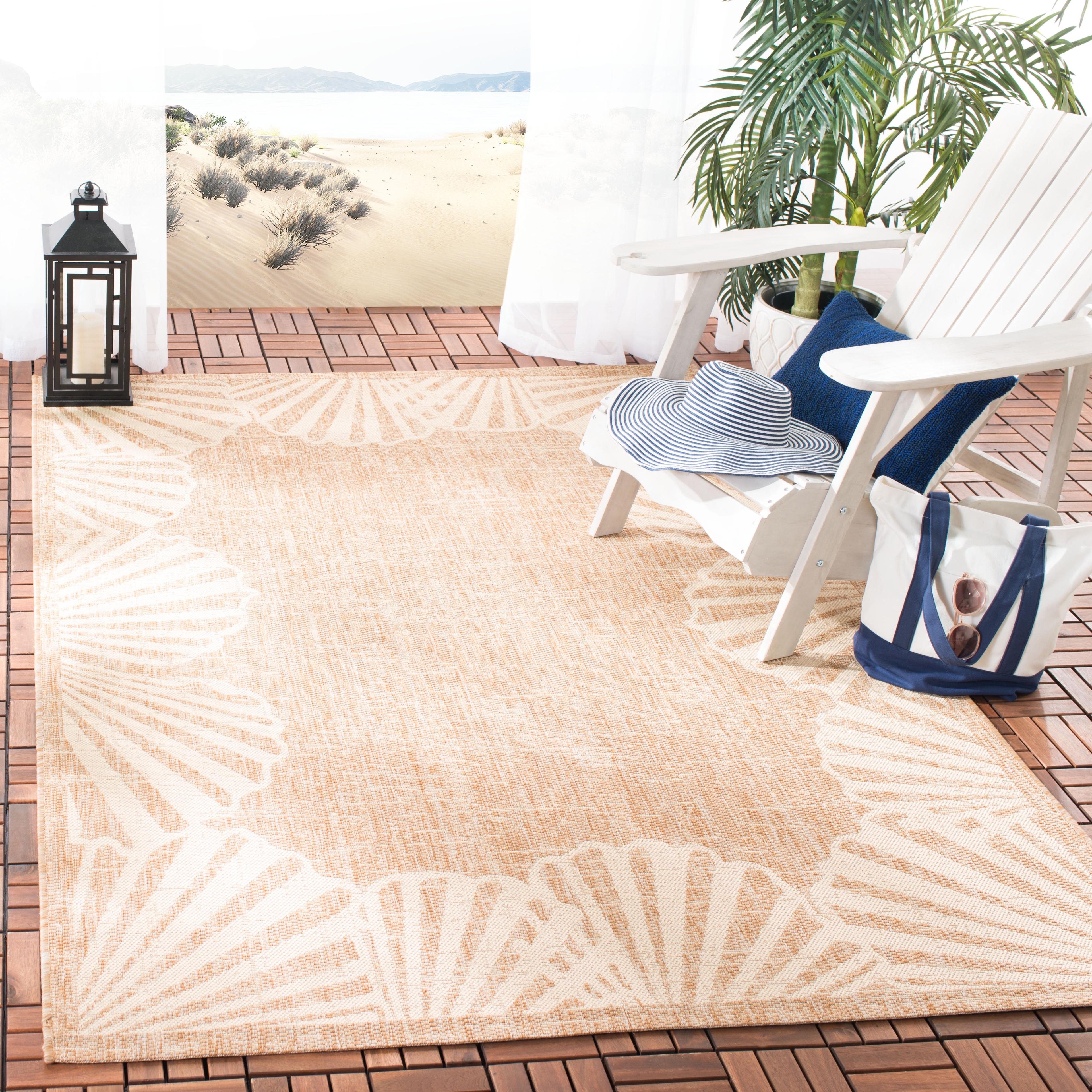 Natural Beige Rectangular Synthetic Indoor/Outdoor Rug