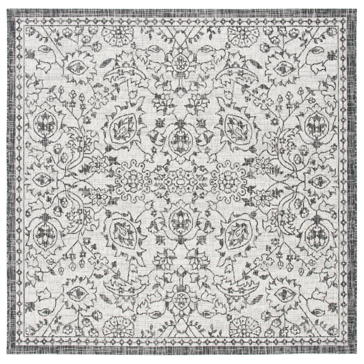 Courtyard CY8968 Power Loomed Indoor/Outdoor Area Rug - Grey/Black - 6'7"x6'7" - Safavieh.