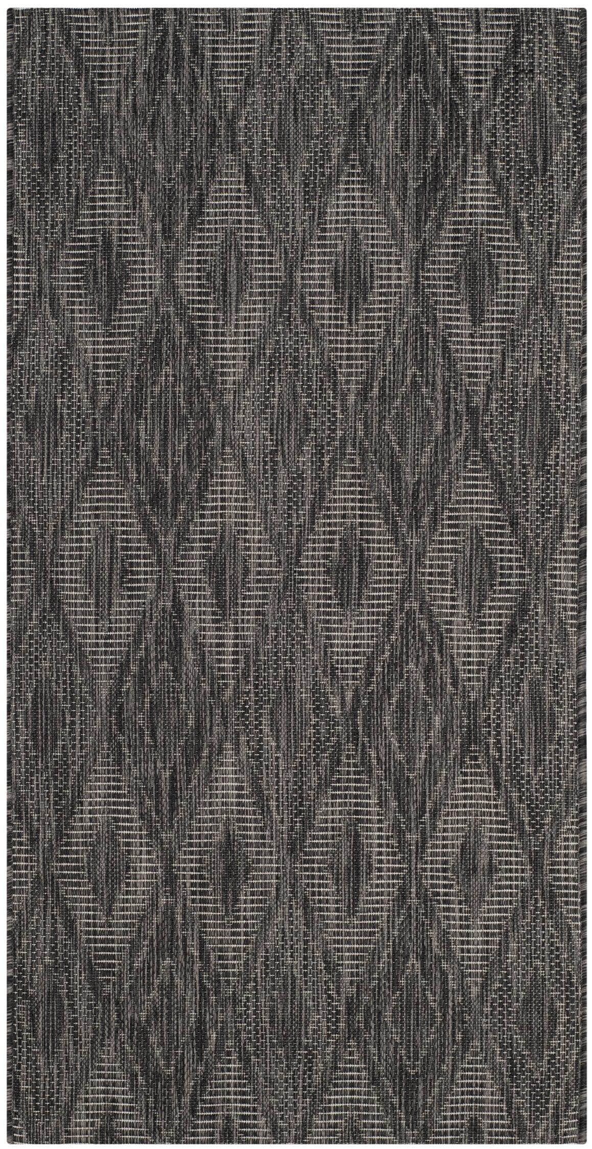 Gray and Black Geometric Outdoor Area Rug