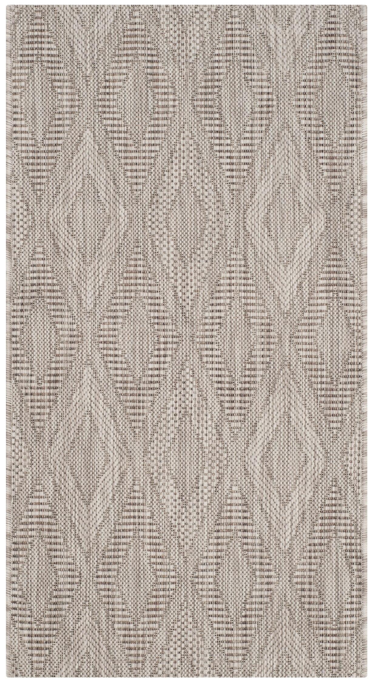 Taupe Geometric Low Pile Indoor/Outdoor Area Rug