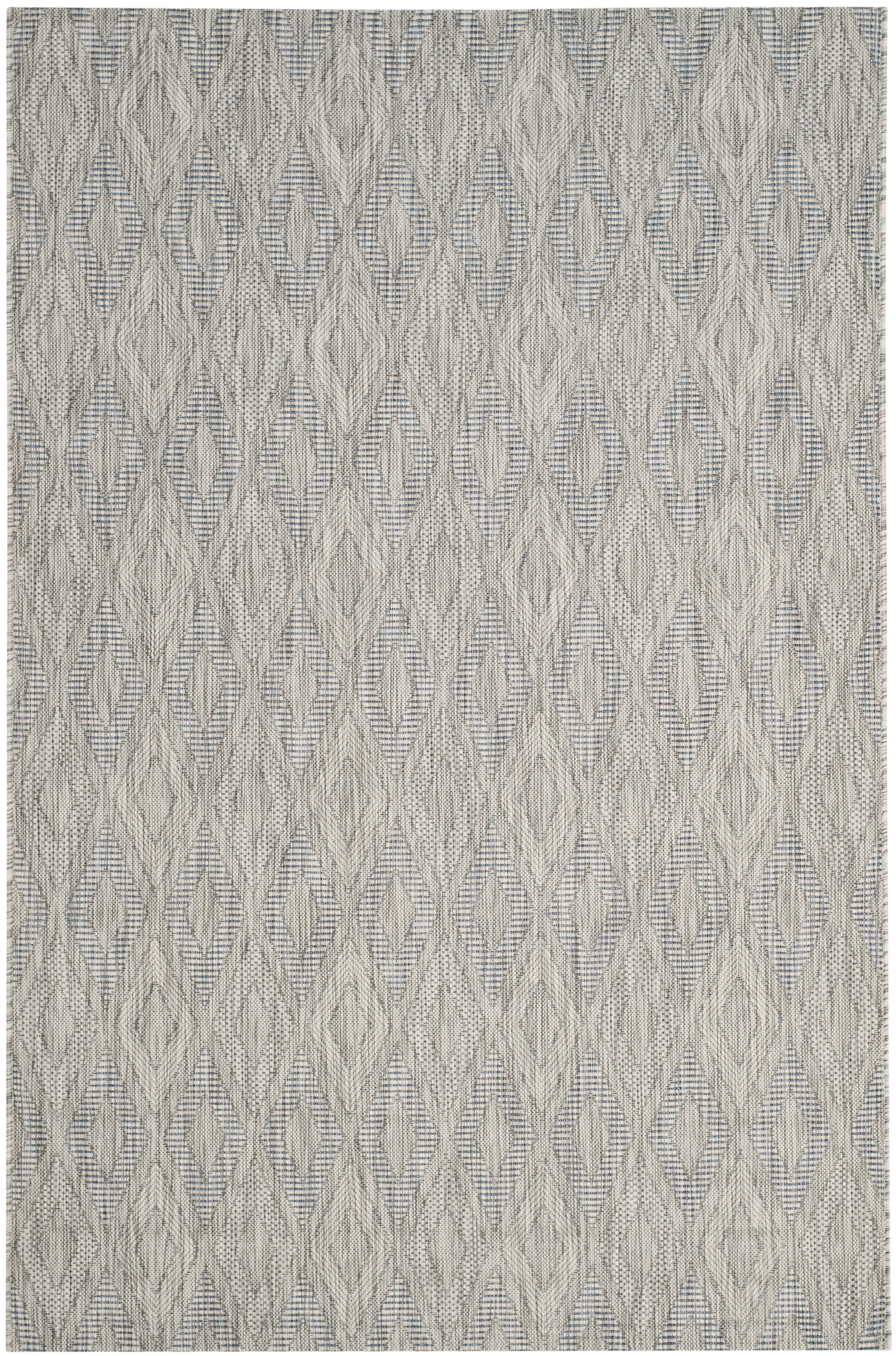 Gray Geometric Low Pile Indoor/Outdoor Area Rug