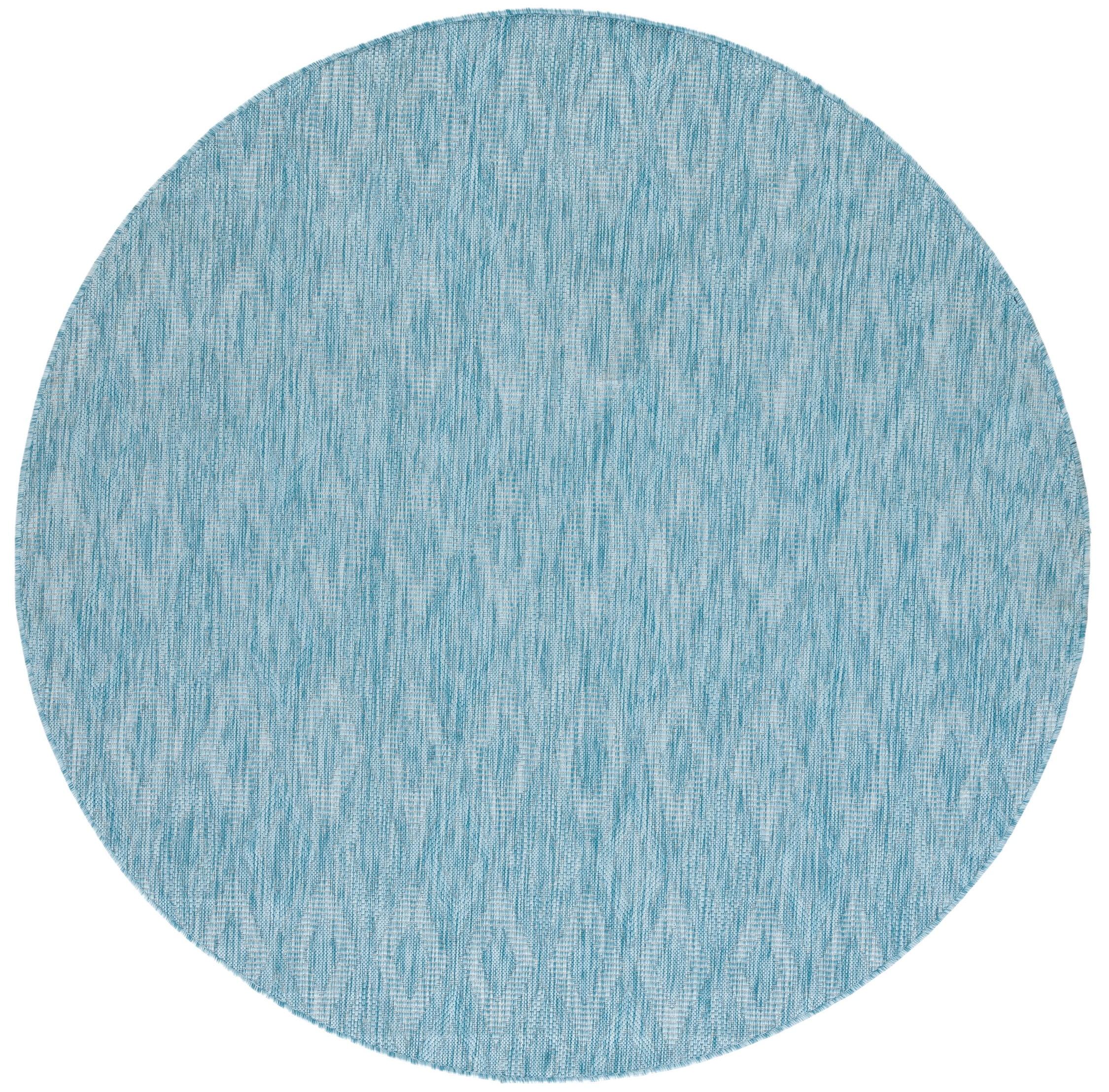 Aqua Synthetic 59" Round Indoor/Outdoor Easy-Care Rug