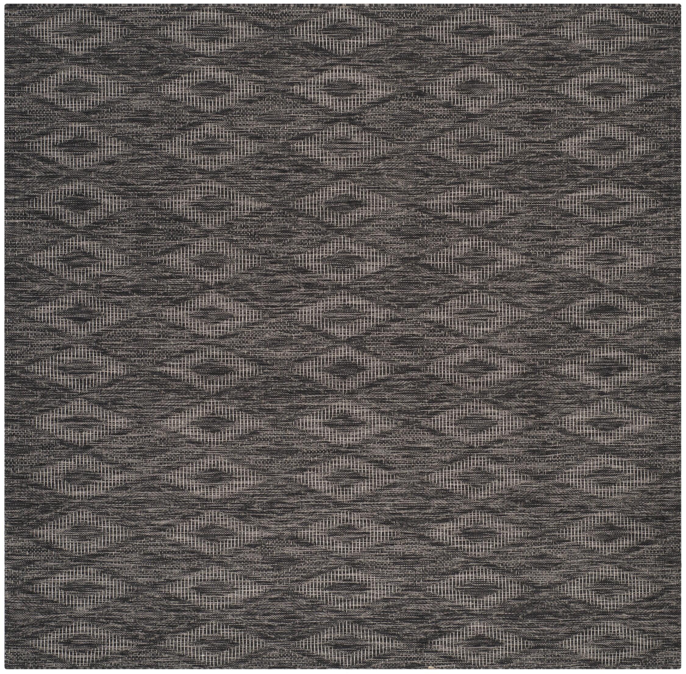 Easy-Care Square Black Synthetic Indoor/Outdoor Area Rug