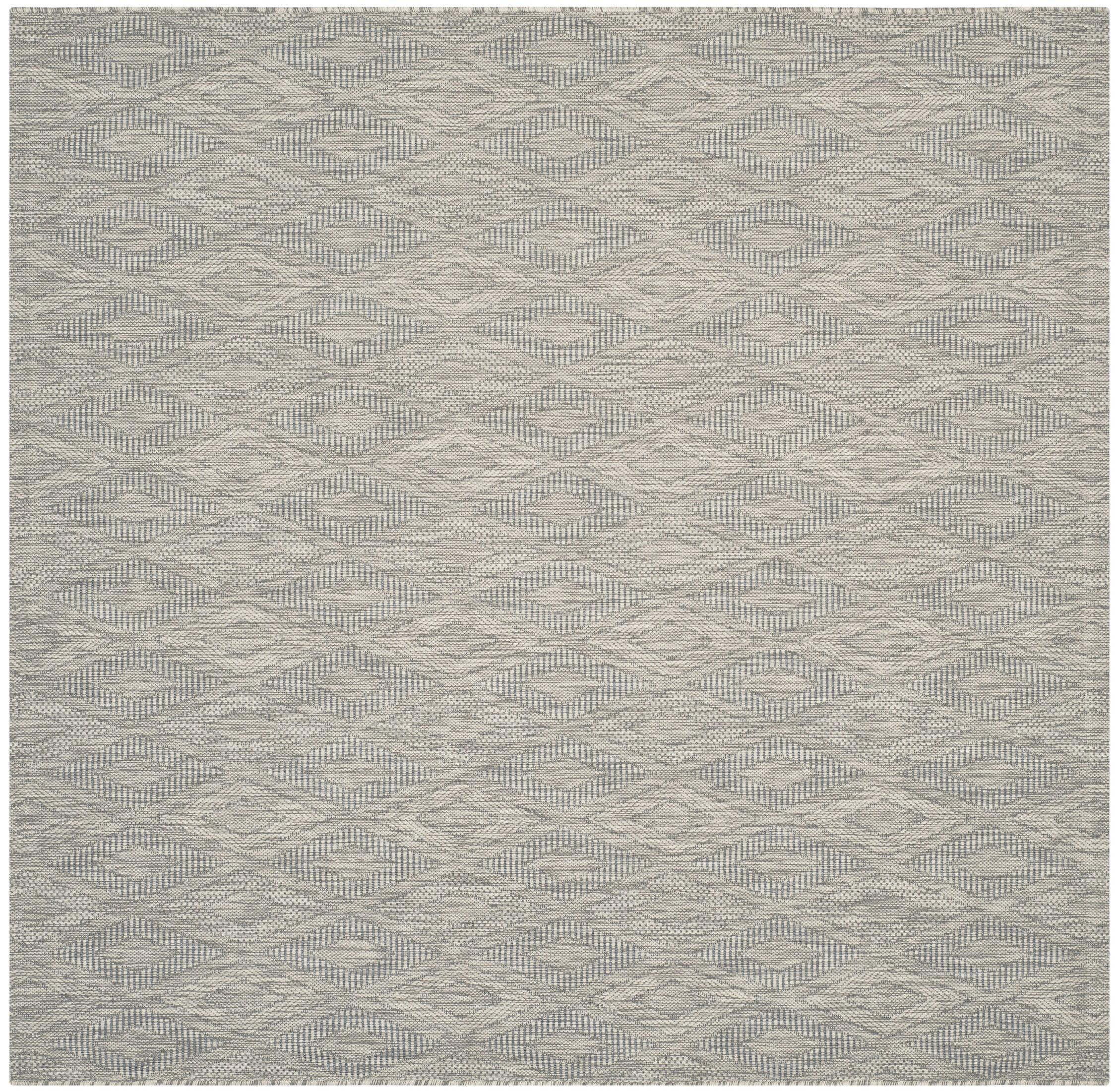 Gray Geometric Low Pile Square Indoor/Outdoor Area Rug