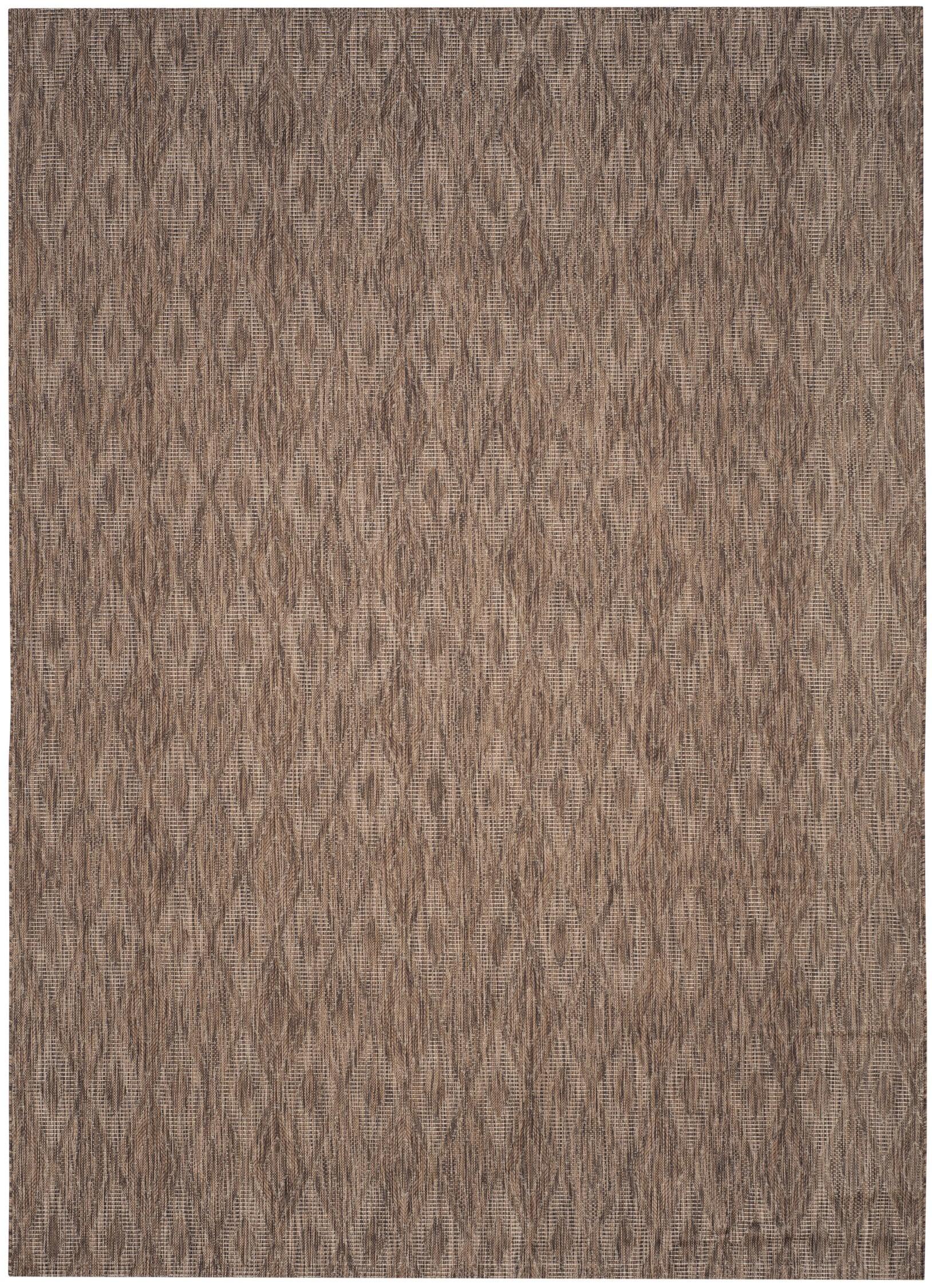 SAFAVIEH Courtyard Teodor Geometric Indoor/Outdoor Area Rug, Brown/Brown, 9' x 12'
