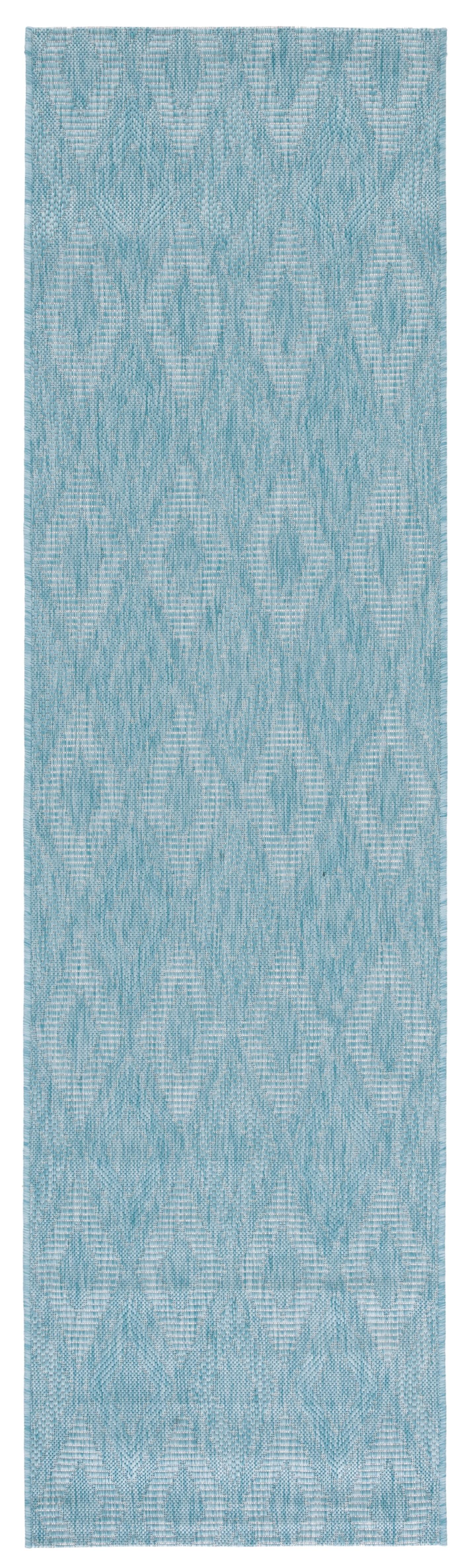 Aqua Blue Synthetic Non-Slip Indoor/Outdoor Runner Rug 2'3" x 6'7"