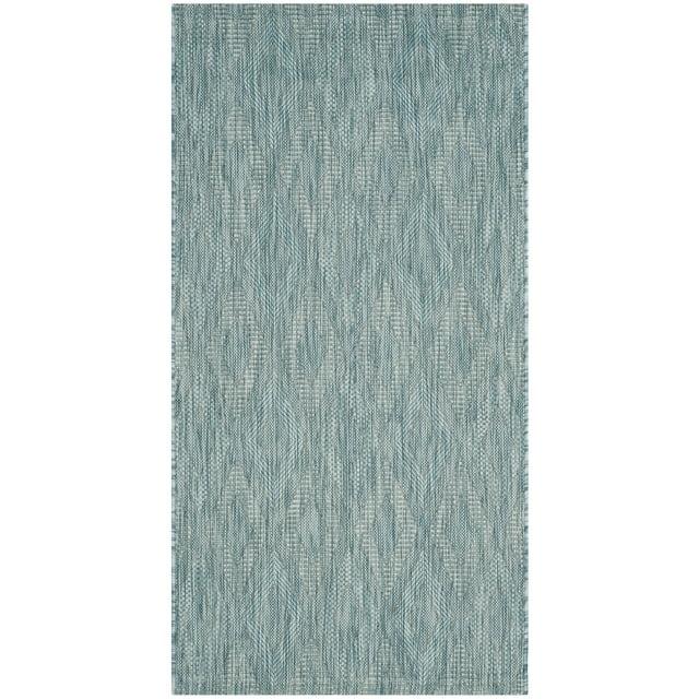 Courtyard CY8522 Power Loomed Indoor and Outdoor Accent Rug - Aqua/Aqua - 2'7"x5' - Safavieh