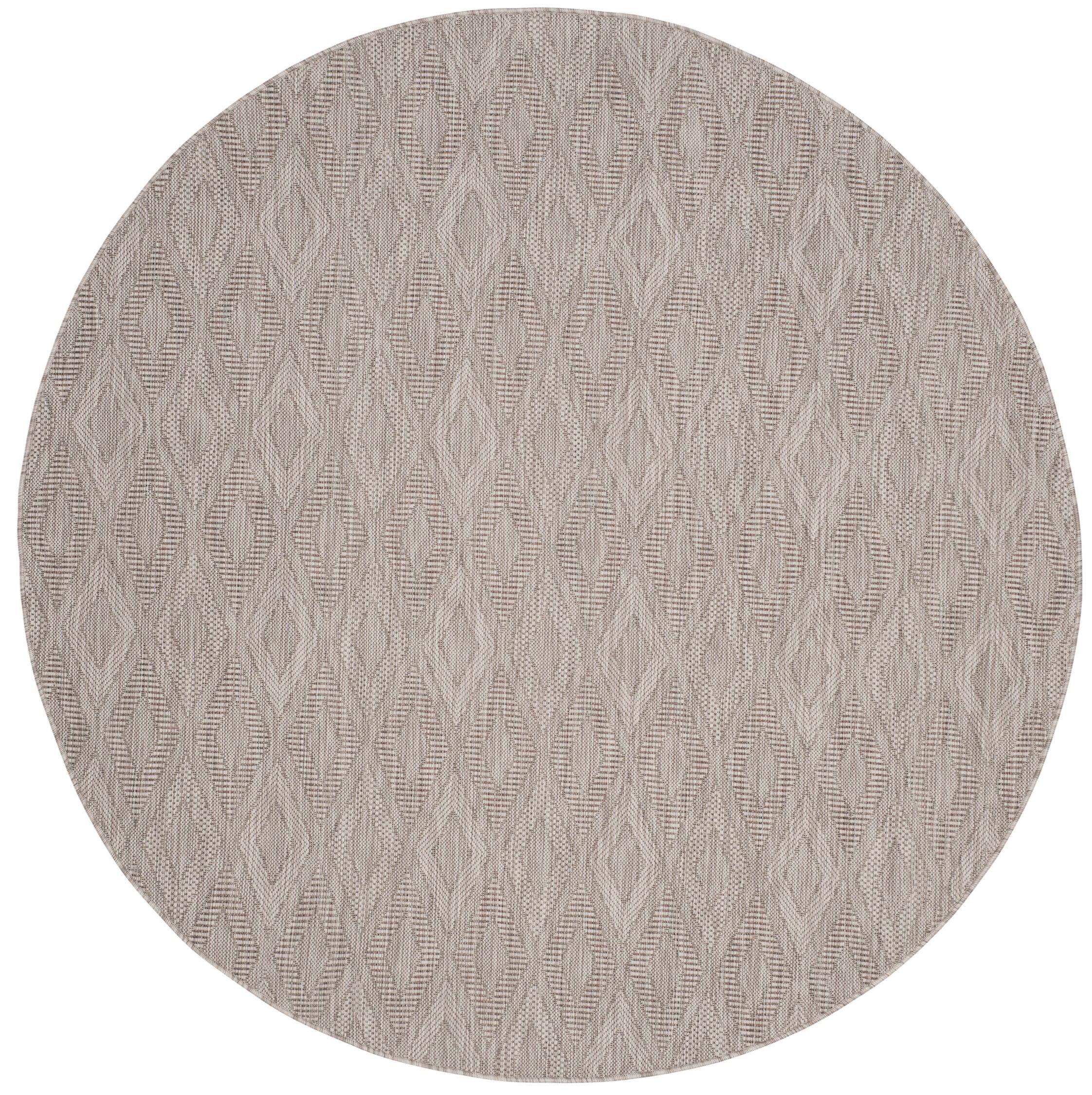 SAFAVIEH Courtyard Teodor Geometric Indoor/Outdoor Area Rug, Beige/Beige, 4' x 4' Round