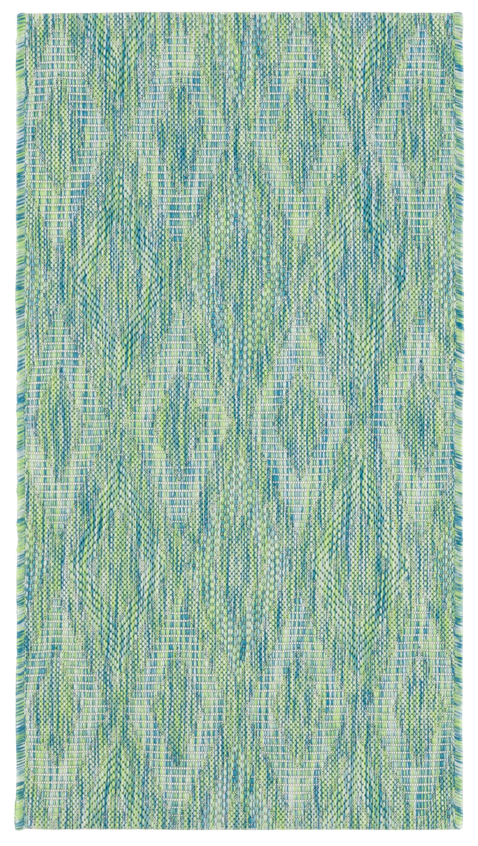 Courtyard CY8522 Power Loomed Indoor and Outdoor Accent Rug - Aqua/Aqua - 2'7"x5' - Safavieh