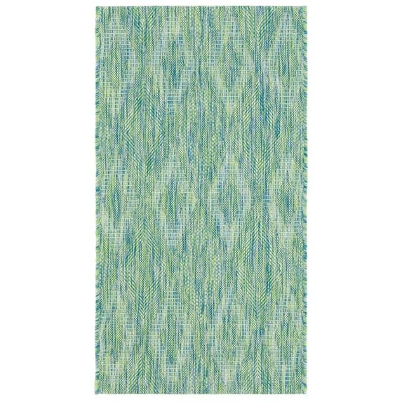 Courtyard CY8522 Power Loomed Indoor and Outdoor Accent Rug - Aqua/Aqua - 2'7"x5' - Safavieh
