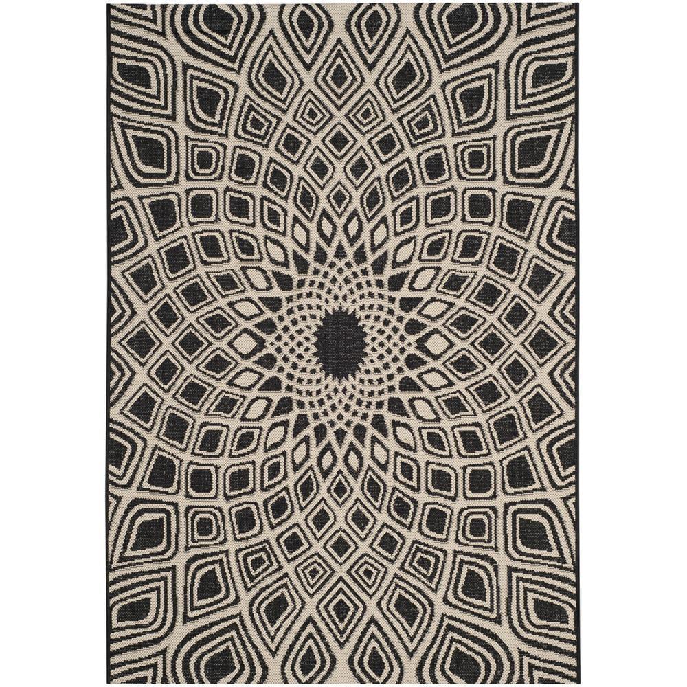 Courtyard CY6616 Power Loomed Indoor/Outdoor Accent Rug - Black/Beige - 2'x3'7" - Safavieh.