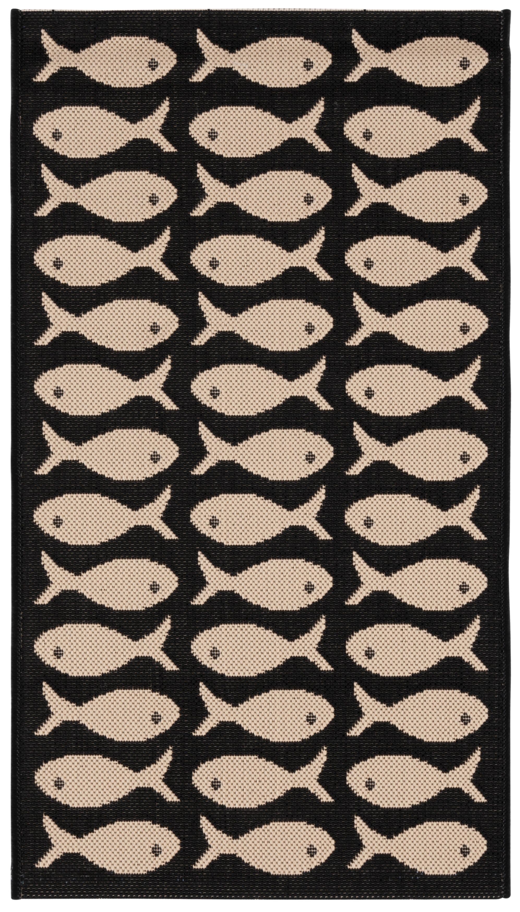 Courtyard CY6013 Power Loomed Indoor and Outdoor Accent Rug - Black/Beige - 2'x3'7" - Safavieh