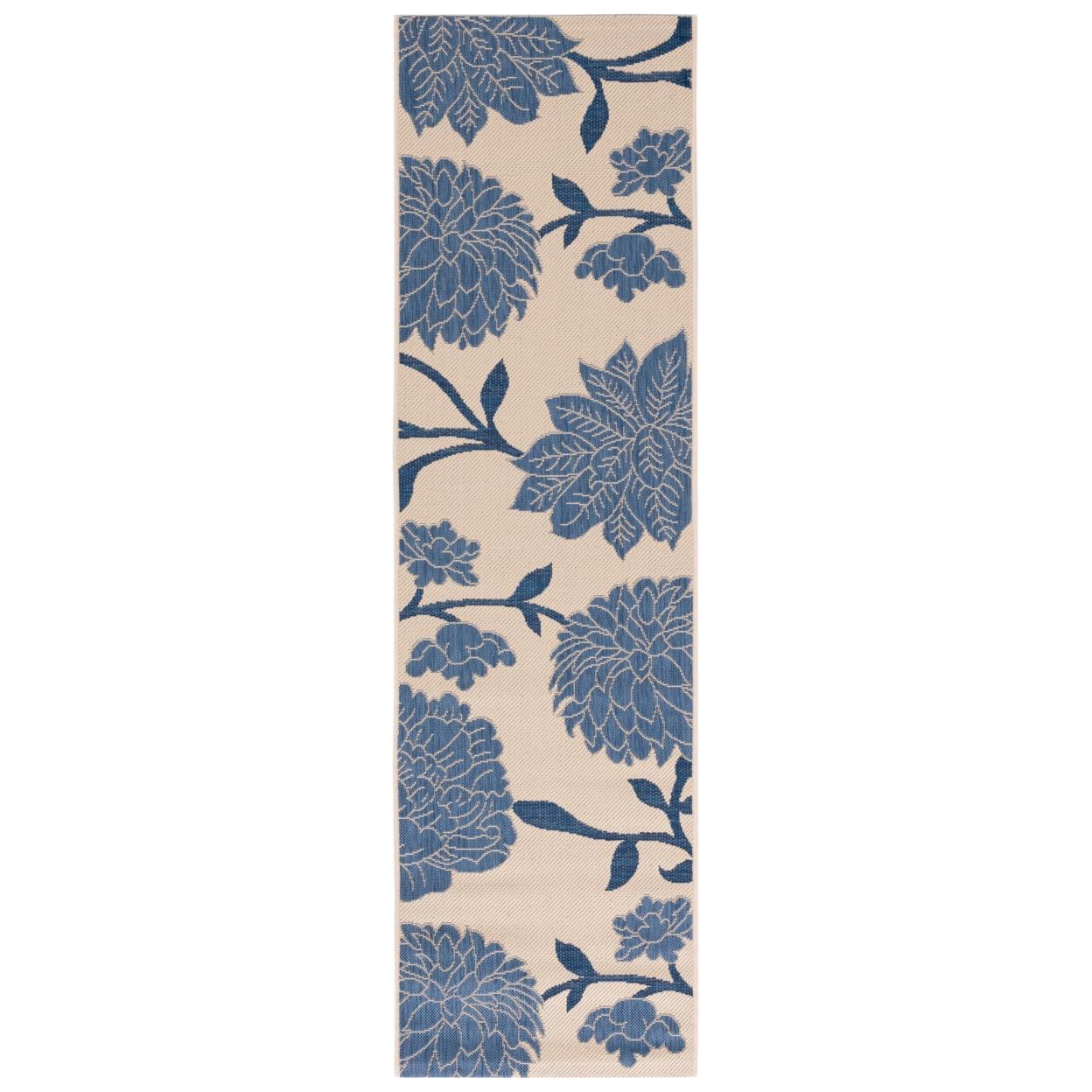 Courtyard CY7321 Power Loomed Indoor and Outdoor Runner Rug - Beige/Blue - 2'3"x8' - Safavieh