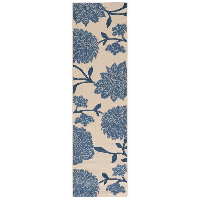 Courtyard CY7321 Power Loomed Indoor and Outdoor Runner Rug - Beige/Blue - 2'3"x8' - Safavieh