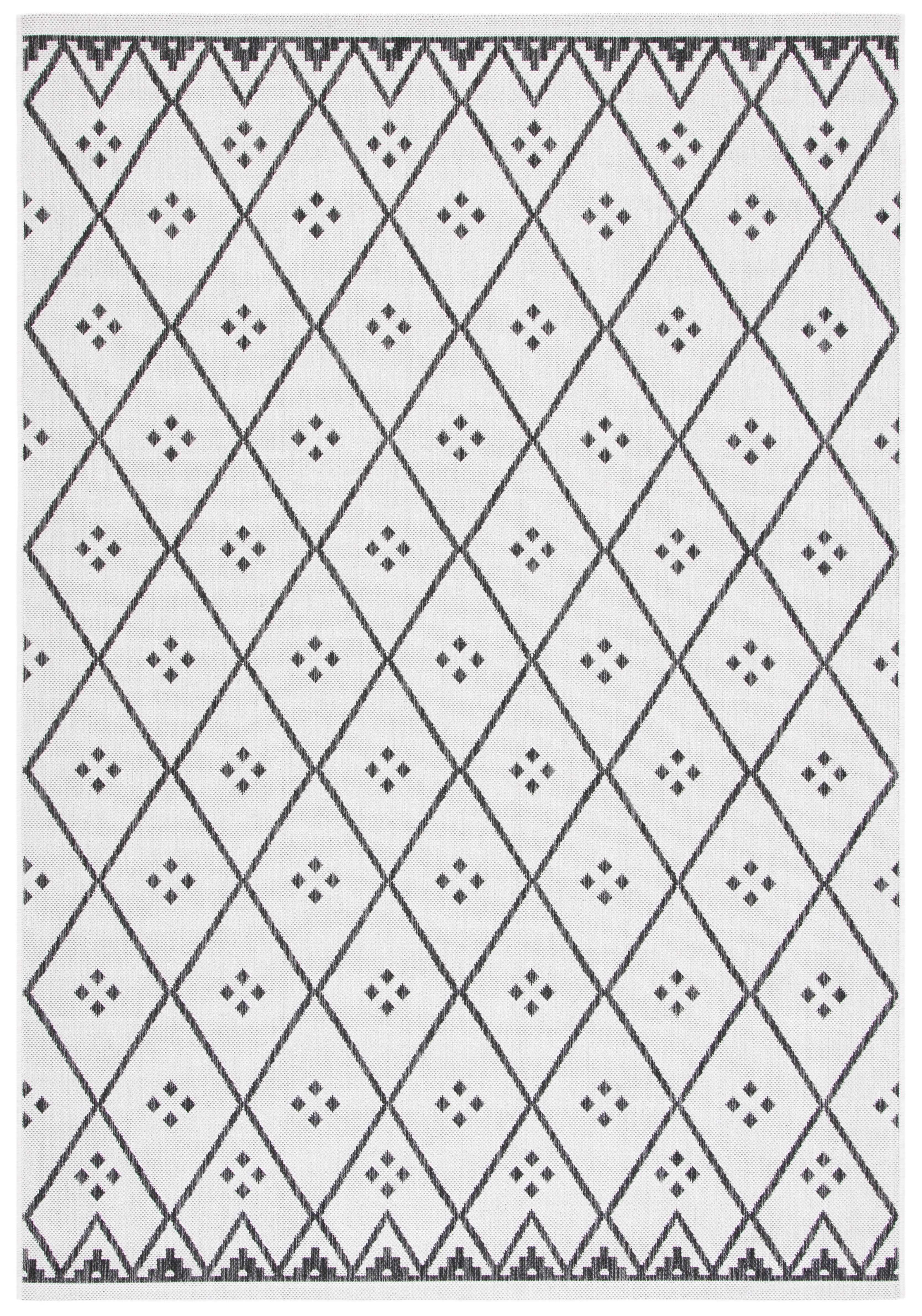 Ivory and Black Rectangular Indoor/Outdoor Area Rug