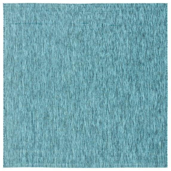 Courtyard CY8403 Power Loomed Indoor/Outdoor Area Rug - Grey/Aqua - 6'7"x6'7" - Safavieh.