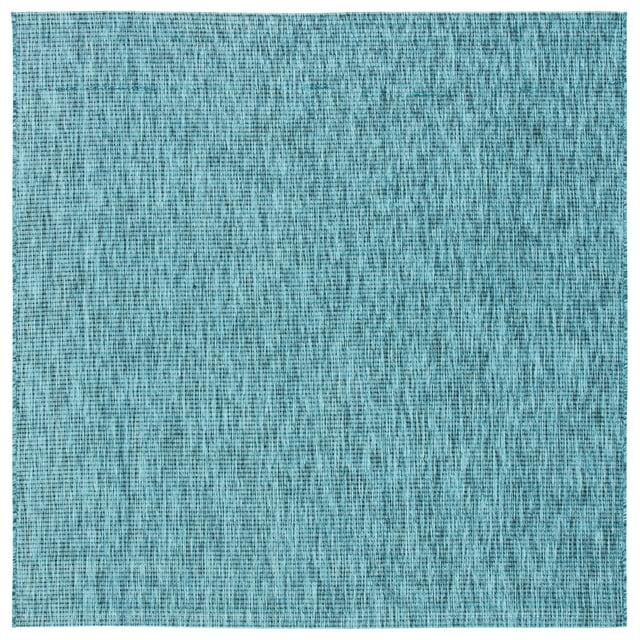 Courtyard CY8403 Power Loomed Indoor/Outdoor Area Rug - Grey/Aqua - 6'7"x6'7" - Safavieh.