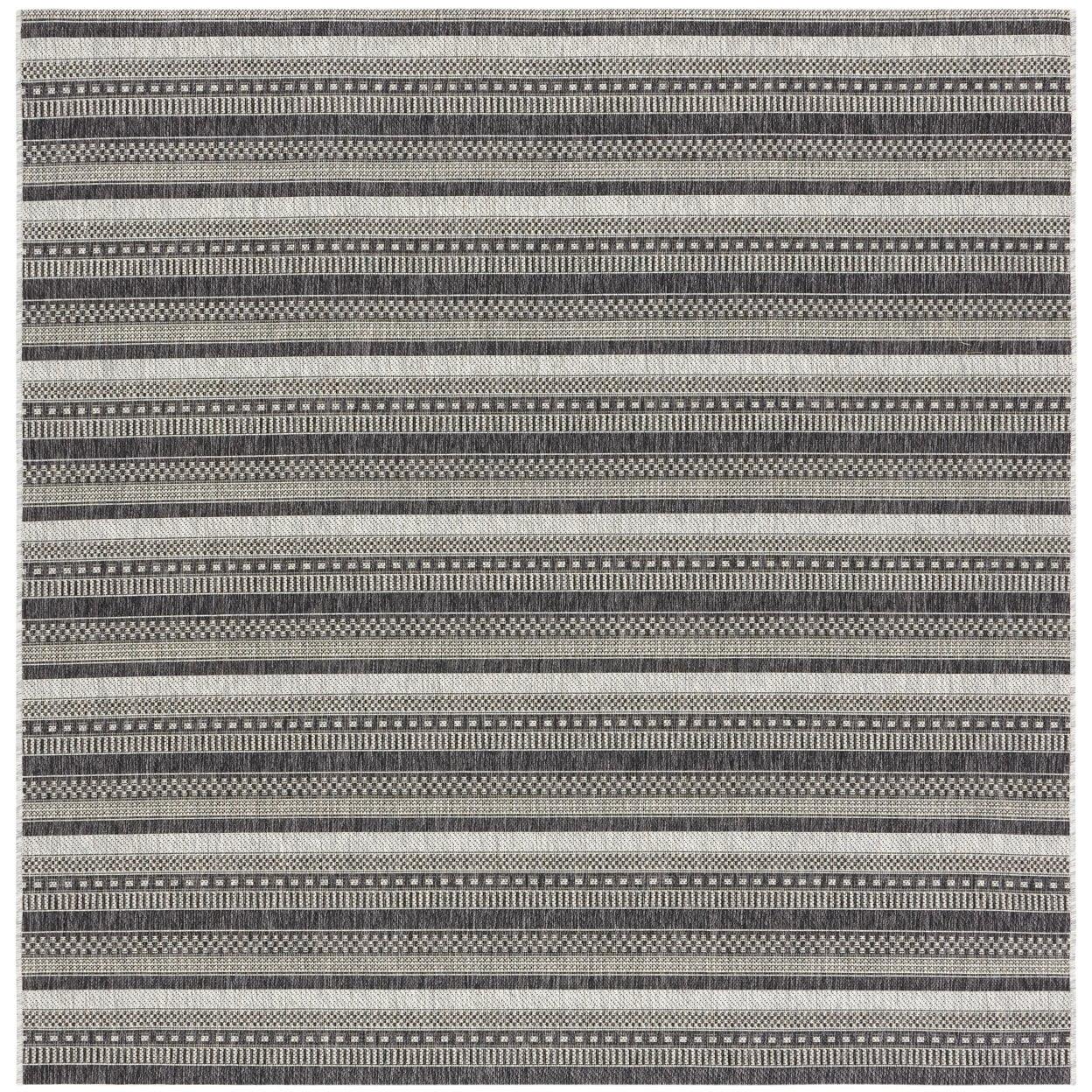 Courtyard CY8784 Power Loomed Indoor/Outdoor Area Rug - Black/Grey - 6'7"x6'7" - Safavieh.