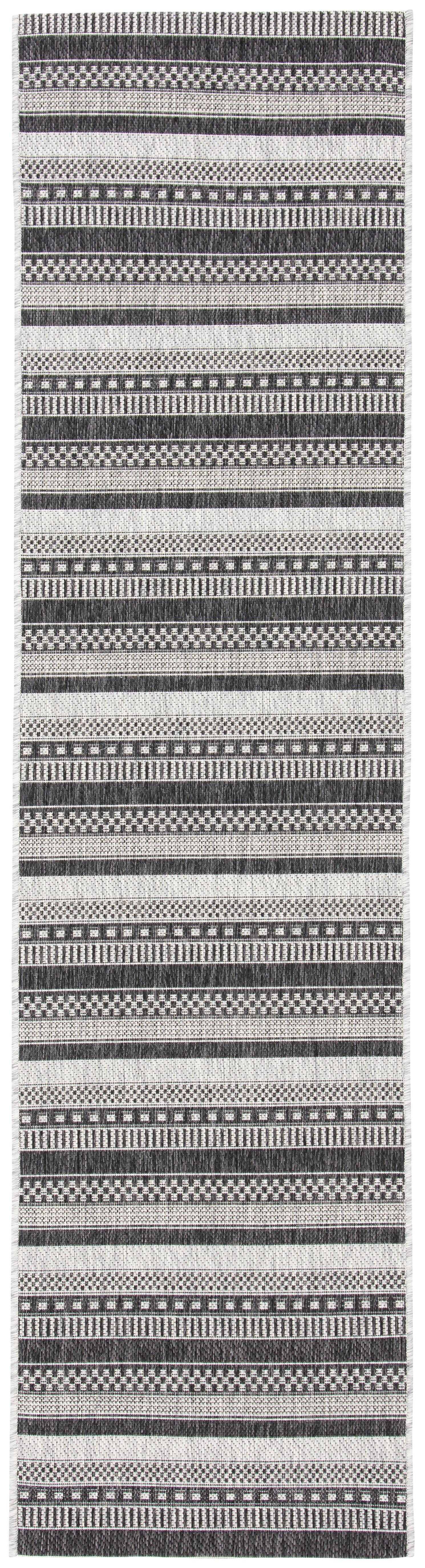 Courtyard CY8784 Power Loomed Indoor/Outdoor Runner Rug - Black/Grey - 2'3"x8' - Safavieh.