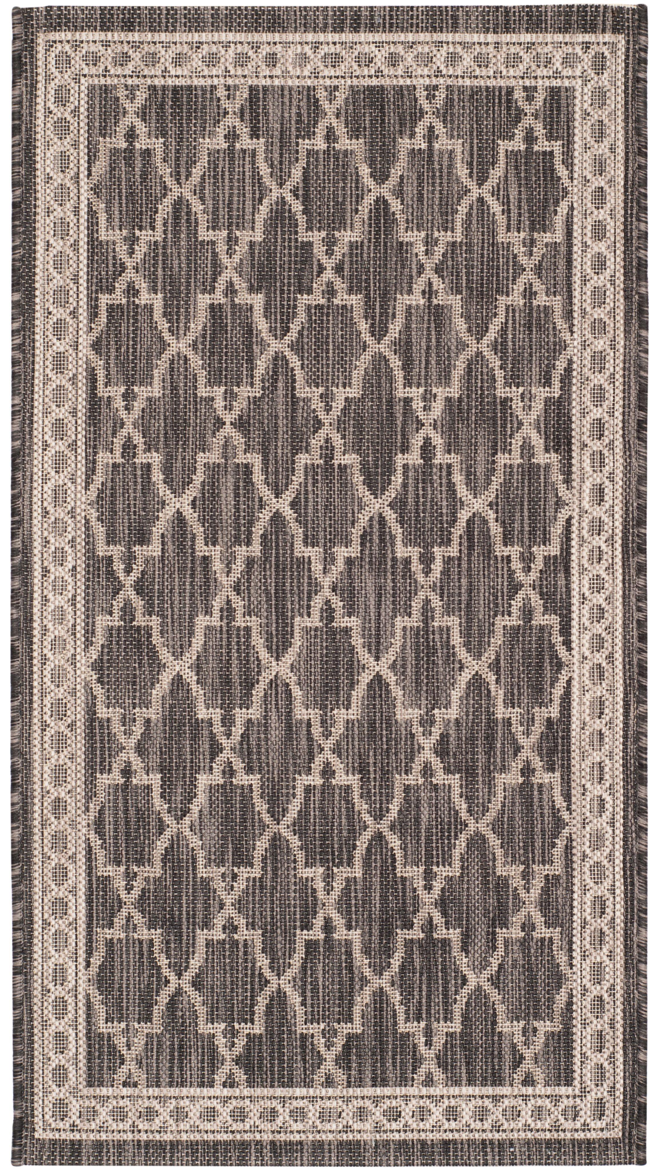 Courtyard CY8871 Power Loomed Indoor/Outdoor Accent Rug - Black/Beige - 2'x3'7" - Safavieh.