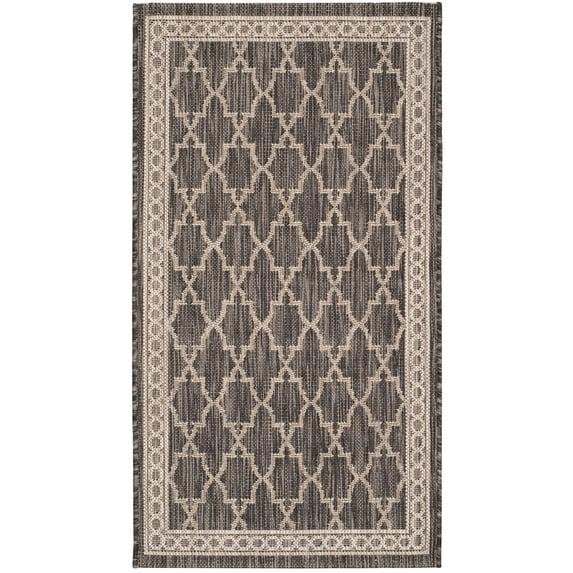 Courtyard CY8871 Power Loomed Indoor/Outdoor Accent Rug - Black/Beige - 2'x3'7" - Safavieh.
