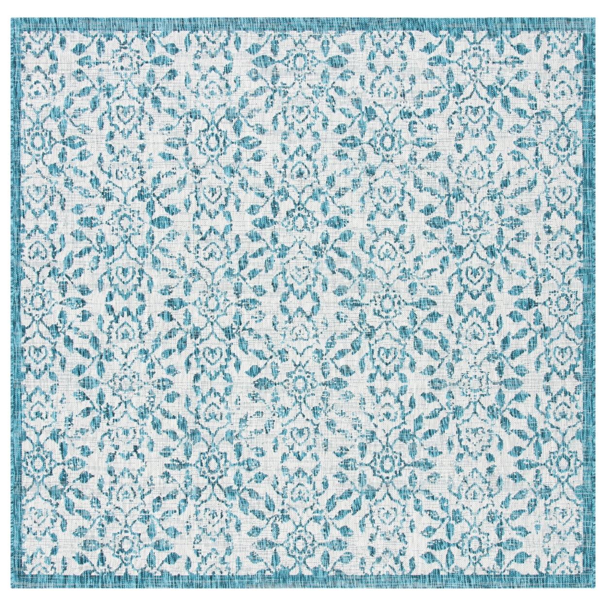 Courtyard CY8955 Power Loomed Indoor/Outdoor Area Rug - Grey/Blue - 6'7"x6'7" - Safavieh.