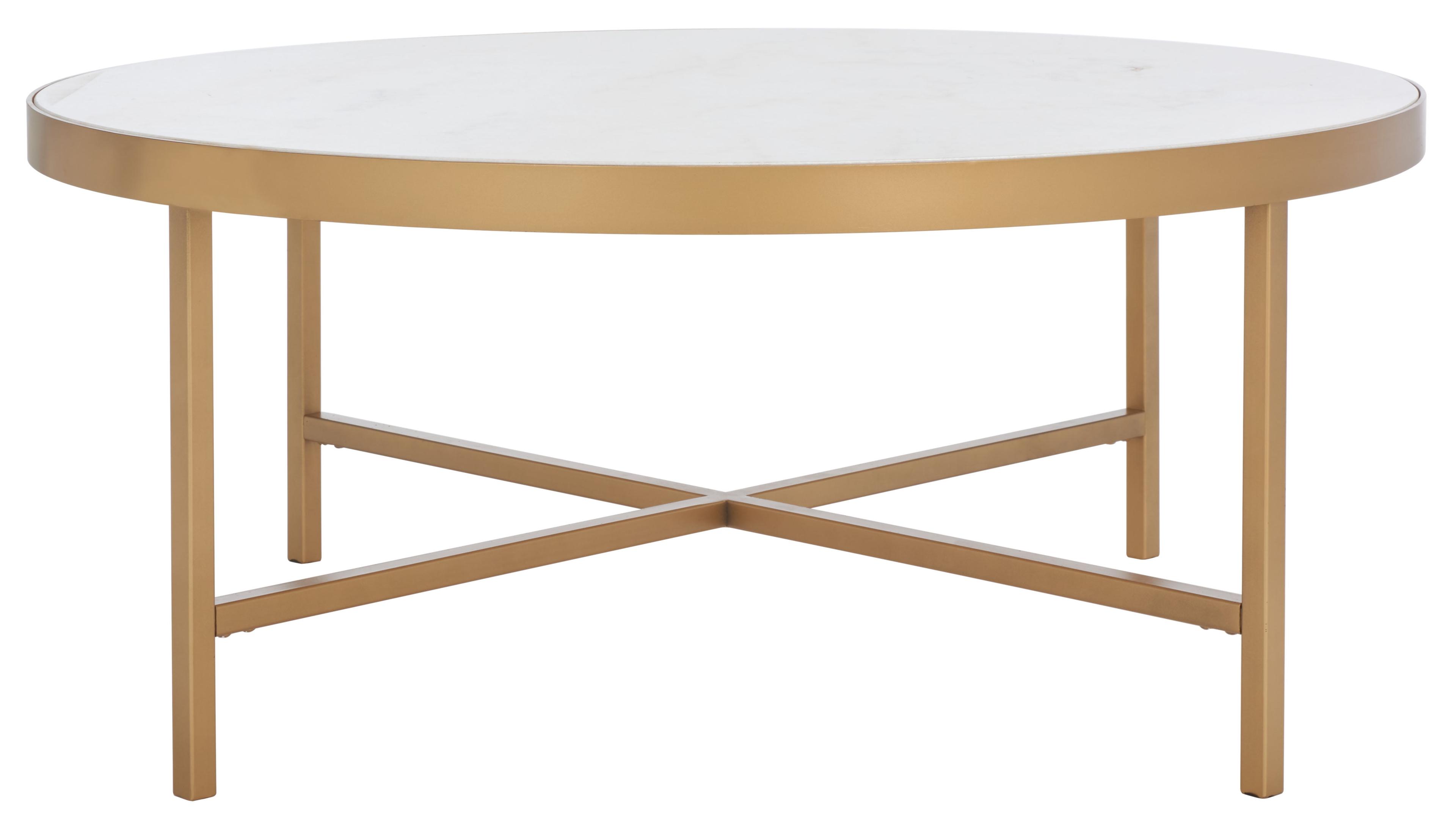 Round White Marble and Brass Coffee Table