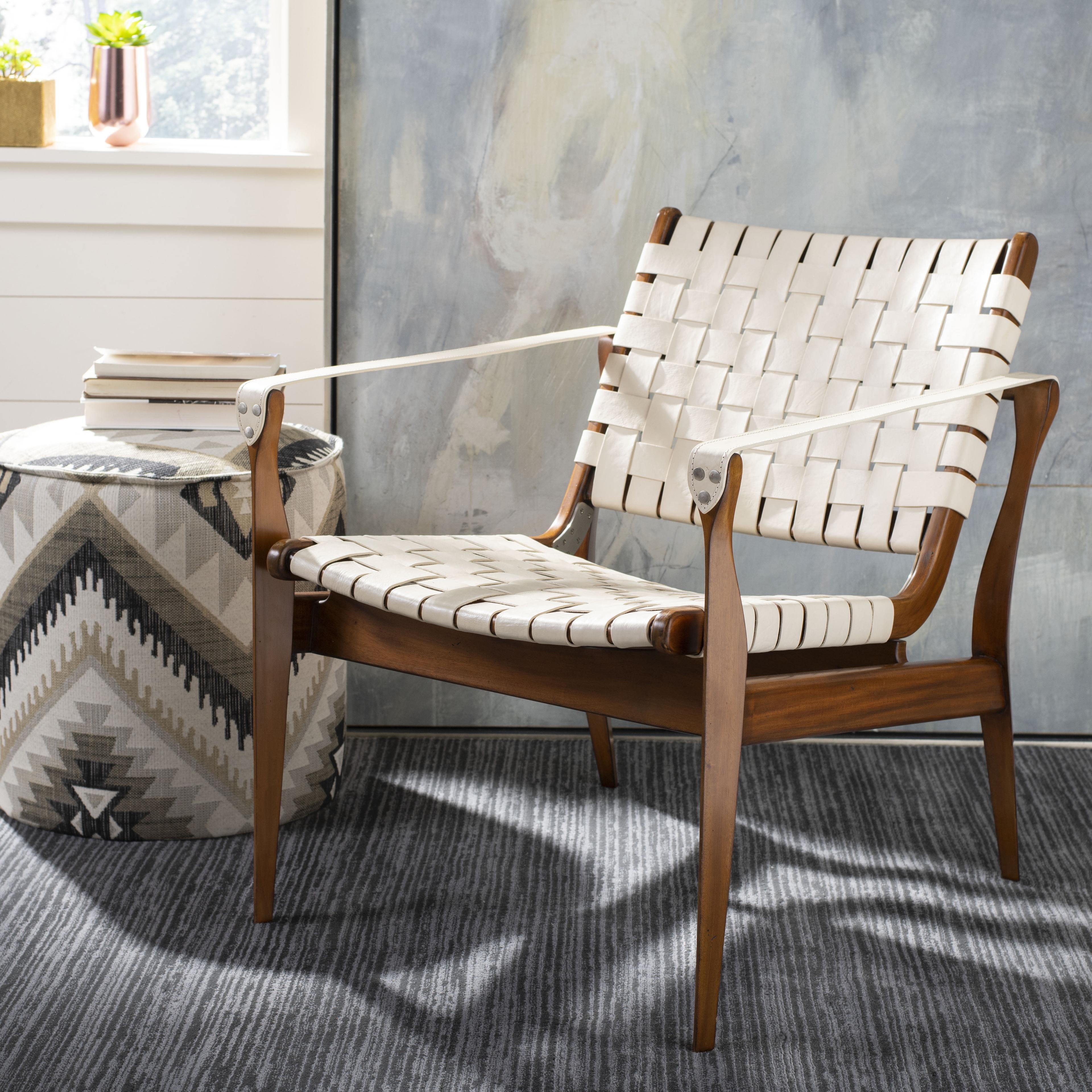 Dilan Leather Safari Chair  - Safavieh