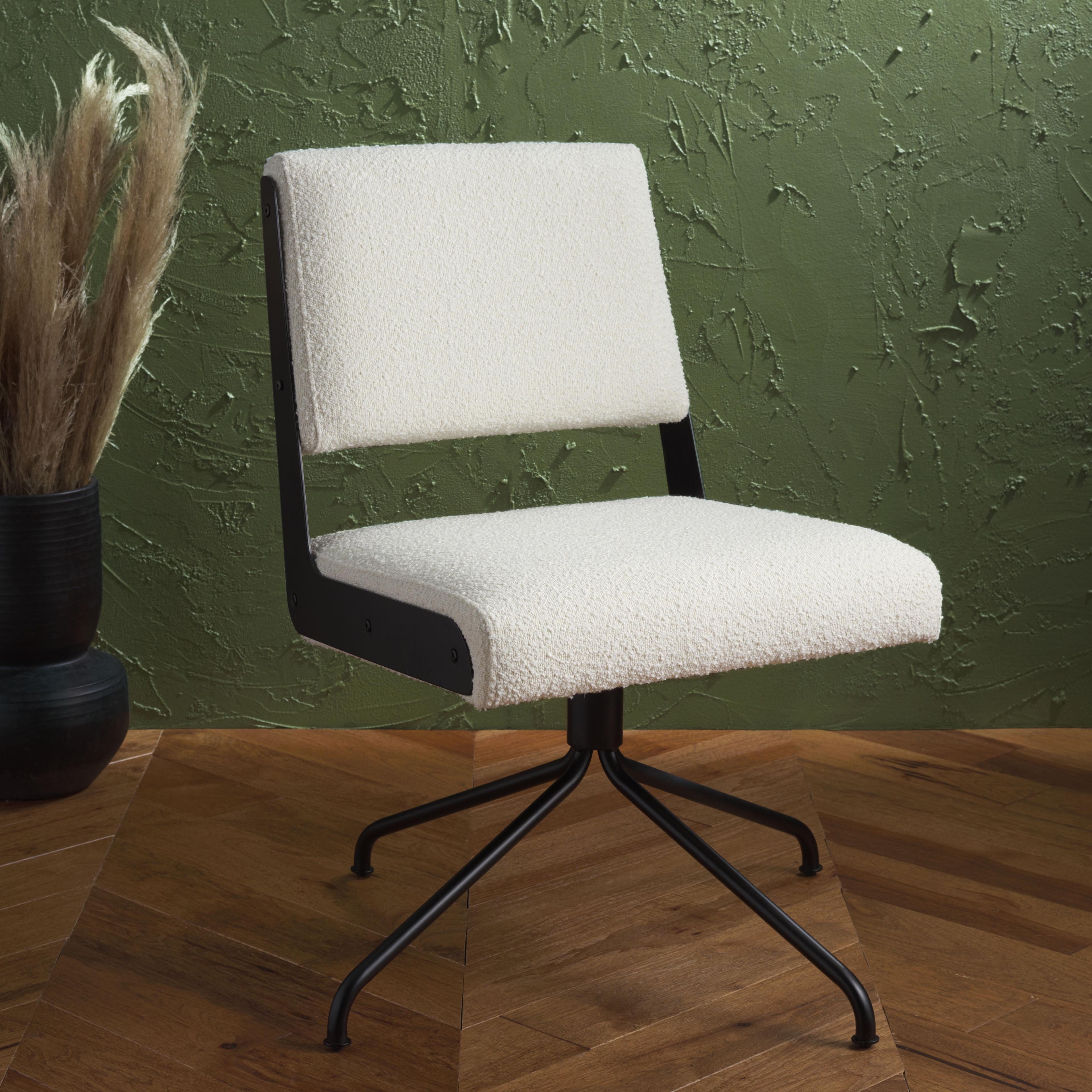 Emmeline Ivory/Black Boucle Mid Back Swivel Office Chair