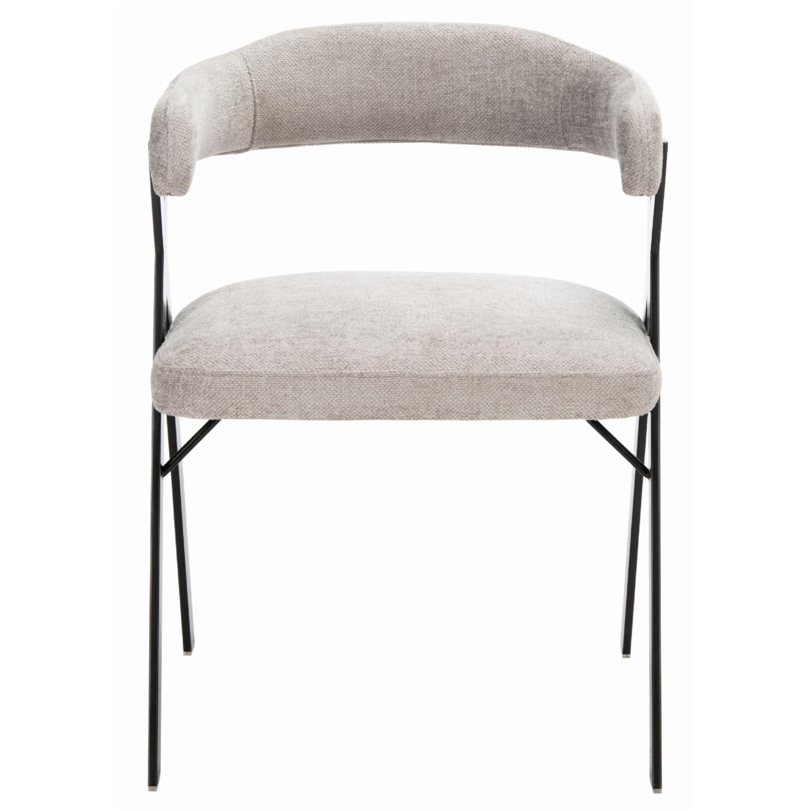 Izzy 33" Gray Chenille Upholstered Arm Chair with Metal Frame