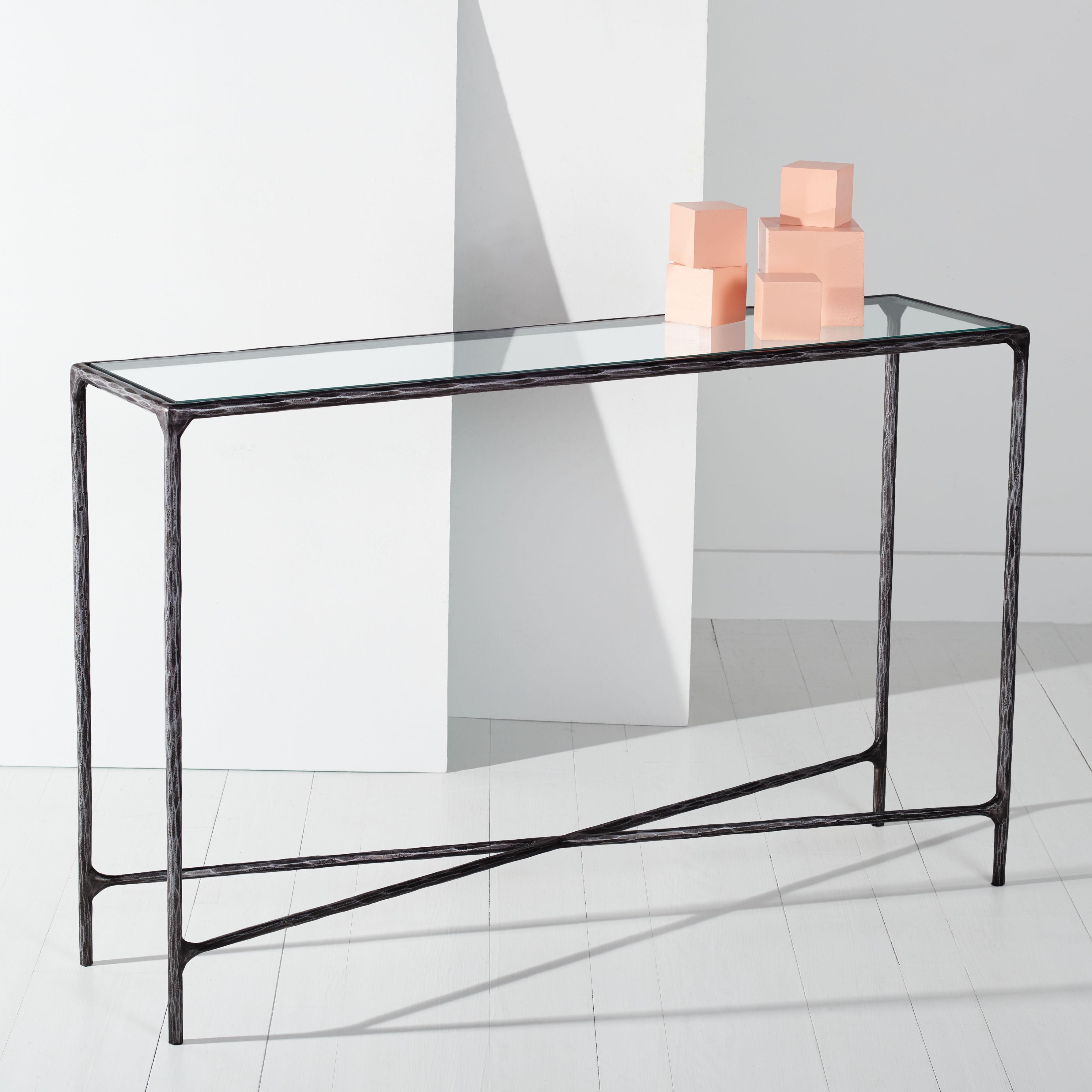 Jessa Aristocratic Black Metal and Glass 48'' Console Table