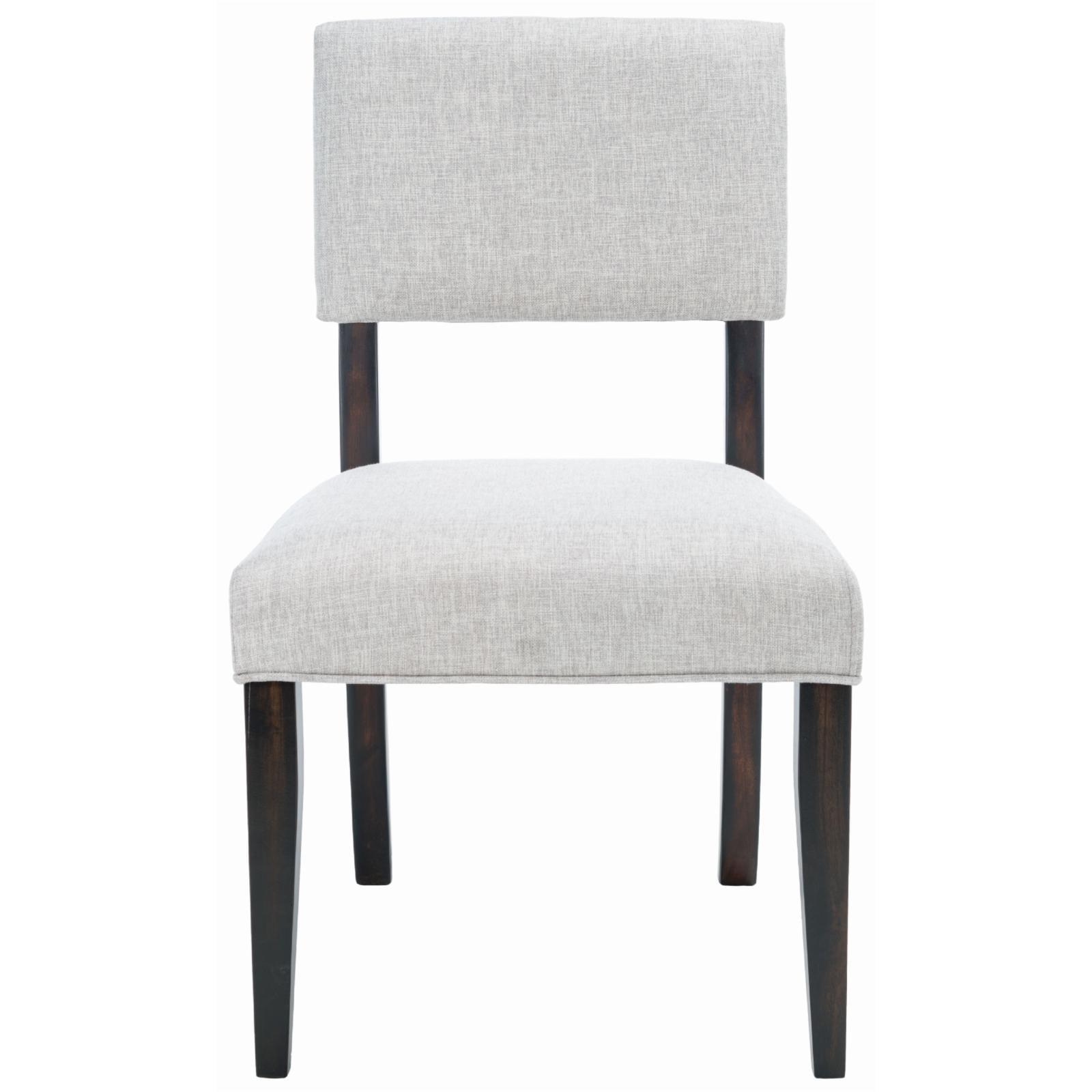 Luis High Back Black Wood Side Chair with Linen Upholstery