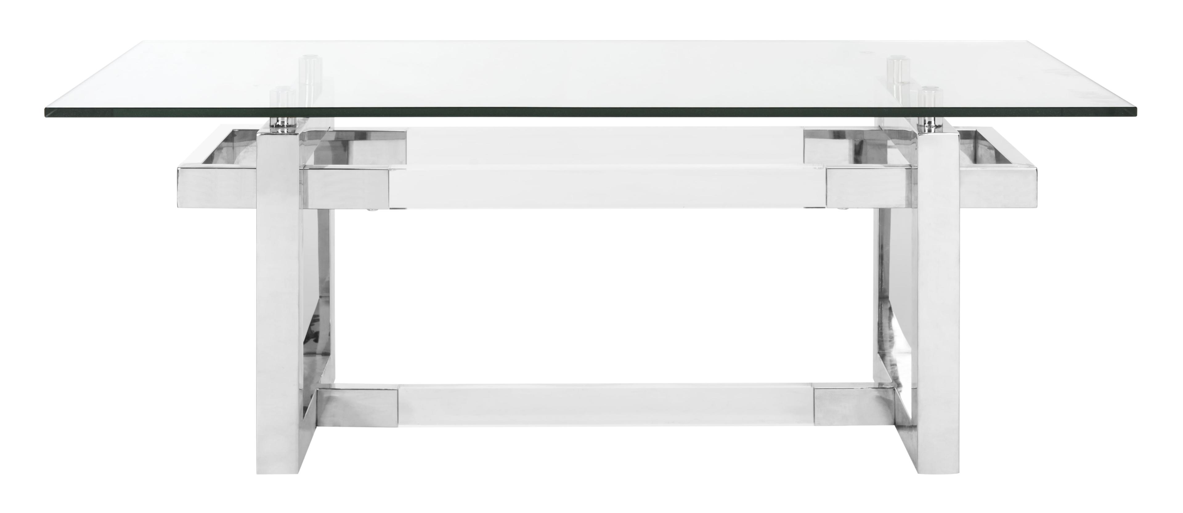 Montrelle Silver Acrylic and Glass Coffee Table with Storage