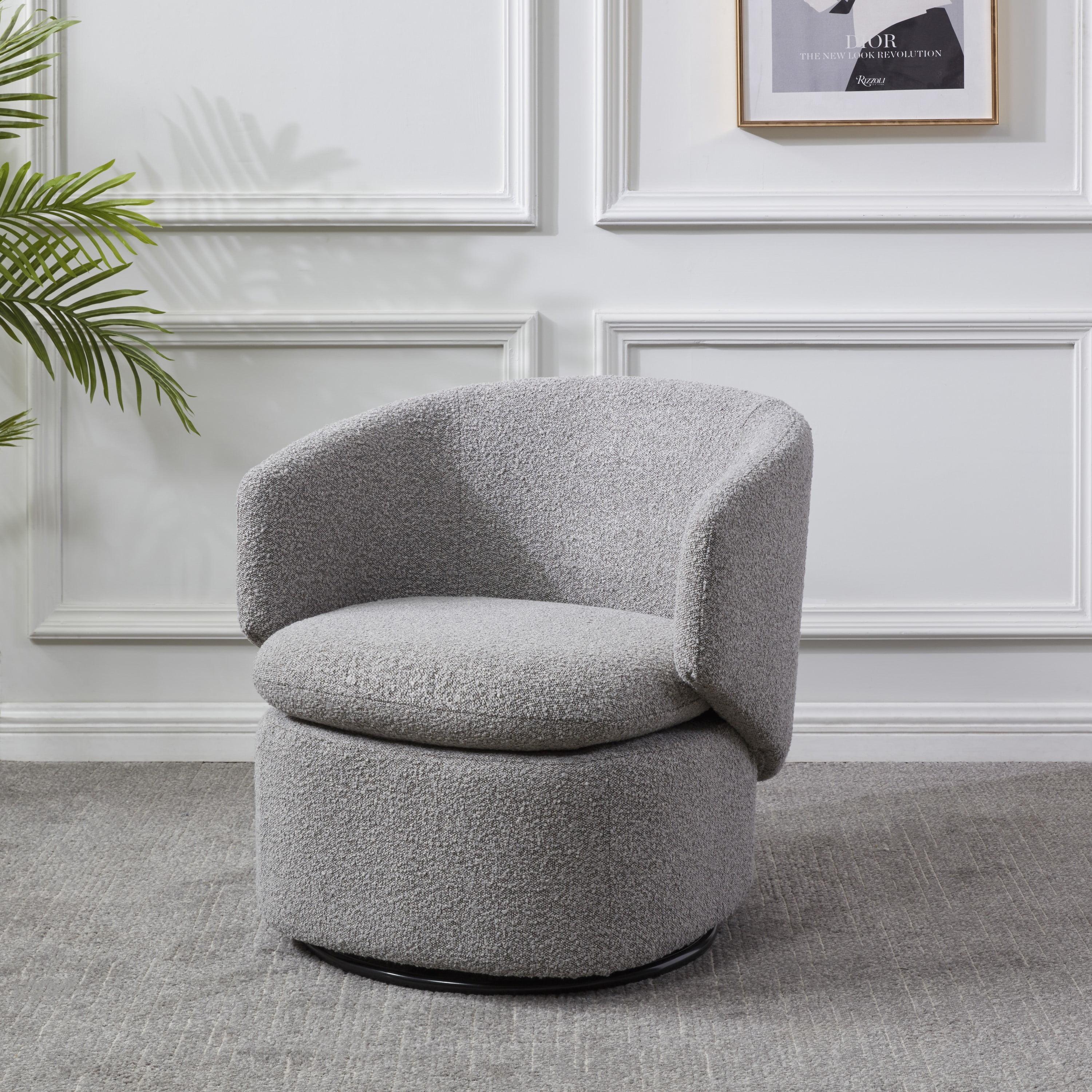 SAFAVIEH Couture Phyllis Modern Boucle Solid Swivel Armchair, Grey