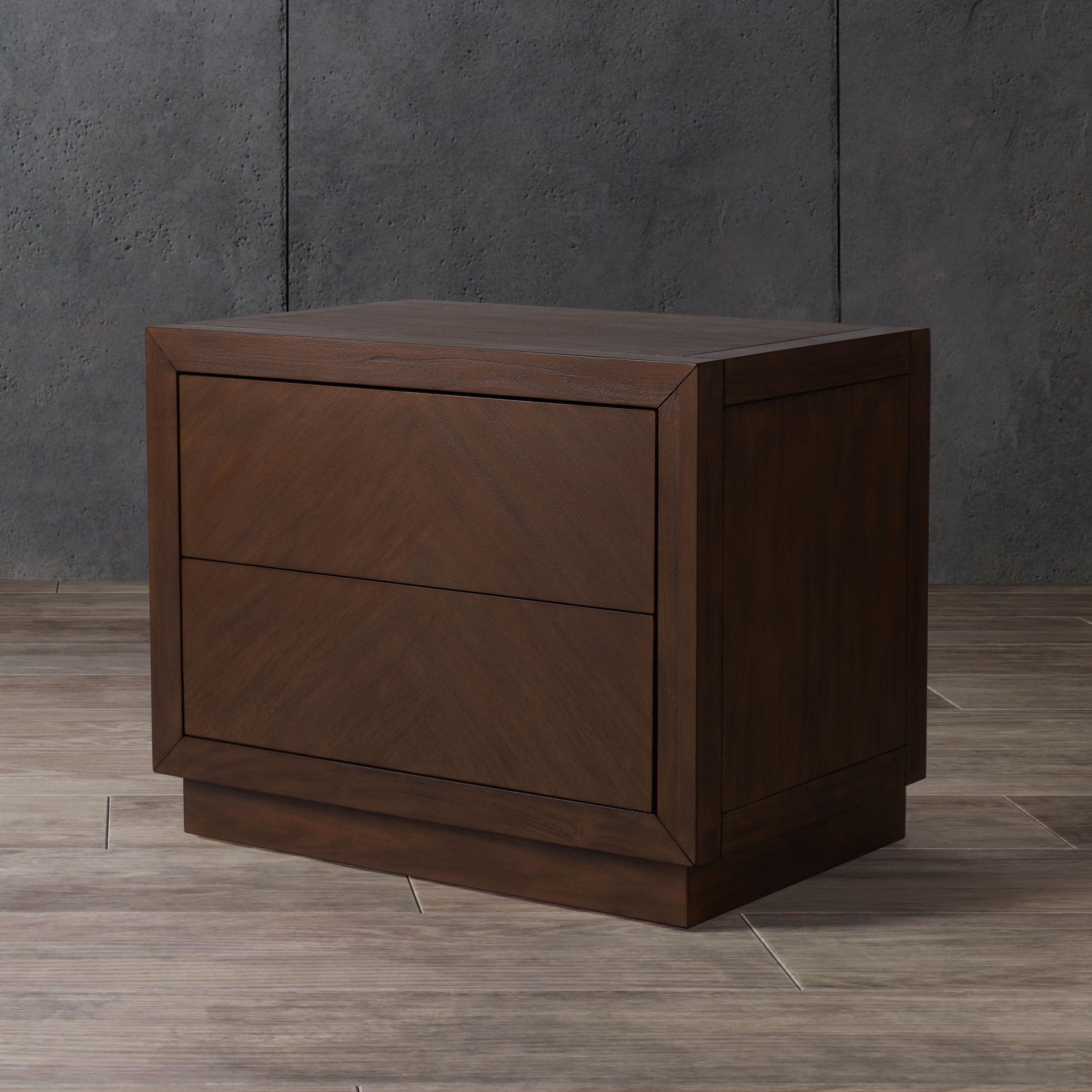 Steve 2-Drawer Brown Mahogany Wood Nightstand