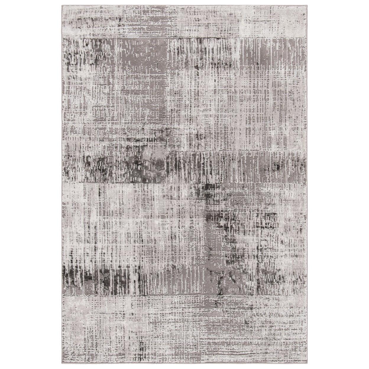 Elysian Shadows Hand-Knotted Abstract Rug in Grey/Dark Grey, 2'7" x 5'