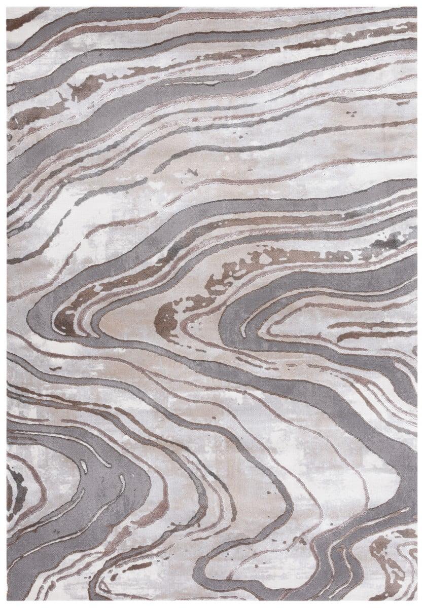 Elysian Swirls 6'7" Square Abstract Gray Synthetic Rug