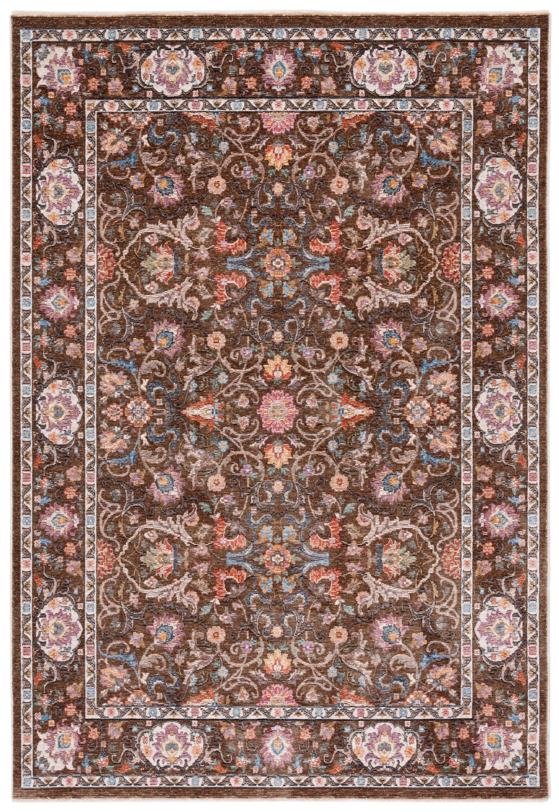 Elegant Crimson Hand-Knotted Brown/Blue Area Rug - 2'2" x 4'