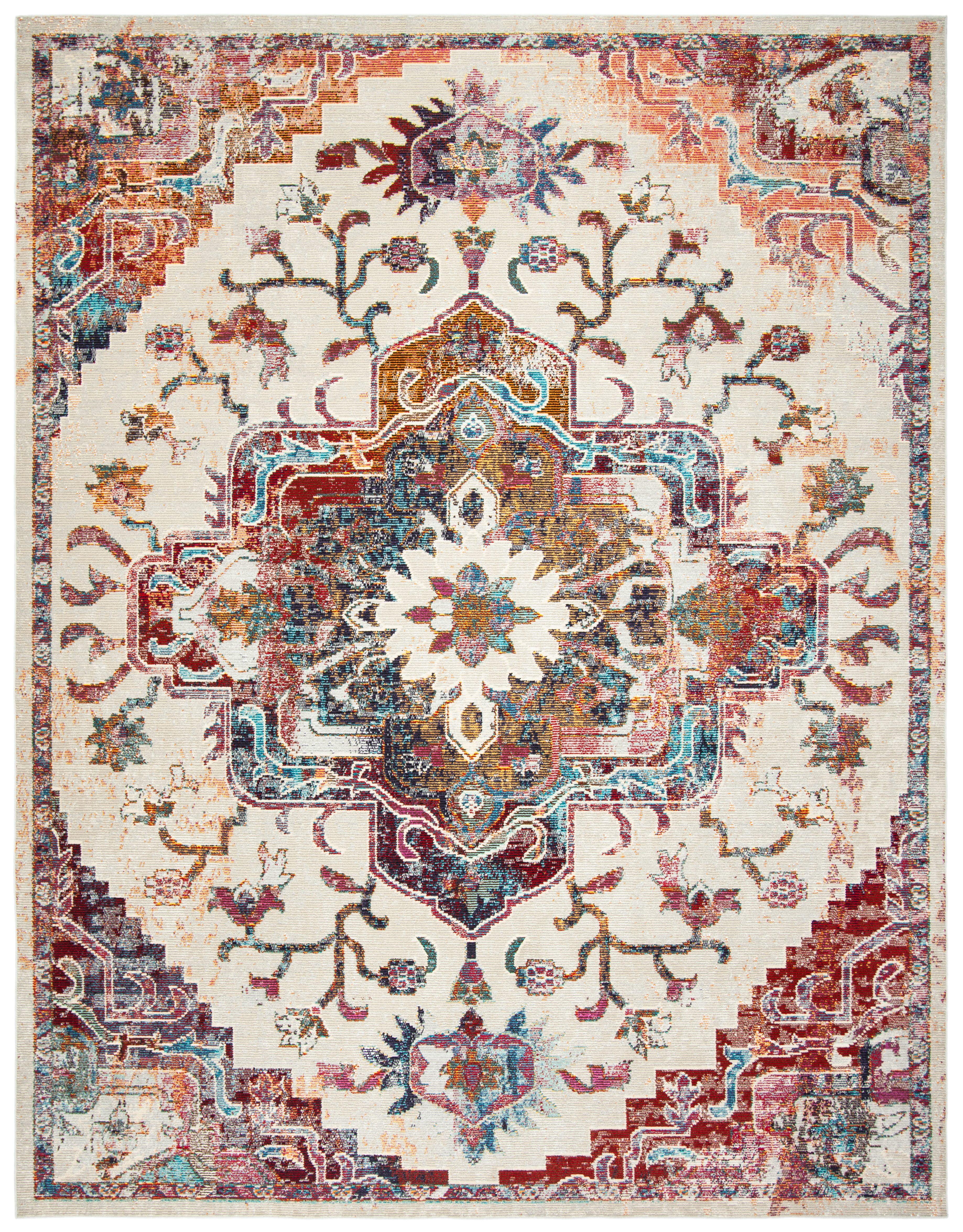 SAFAVIEH Crystal Debra Southwestern Area Rug, Light Blue/Burgundy, 11' x 16'