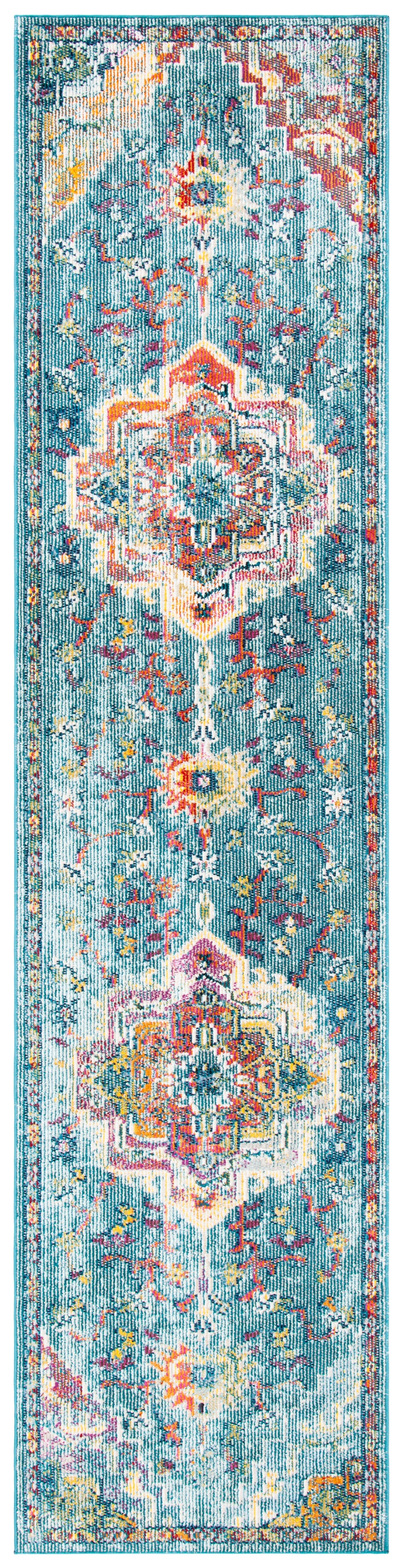 SAFAVIEH Crystal Debra Southwestern Runner Rug, Teal/Orange, 2'2" x 17'