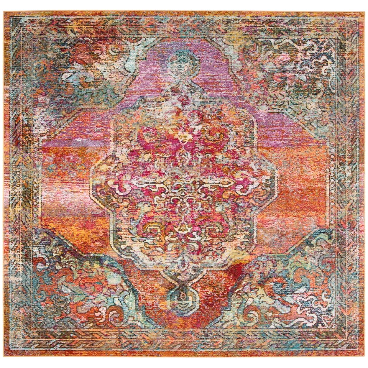 47" Light Blue Synthetic Oriental Non-slip Area Rug