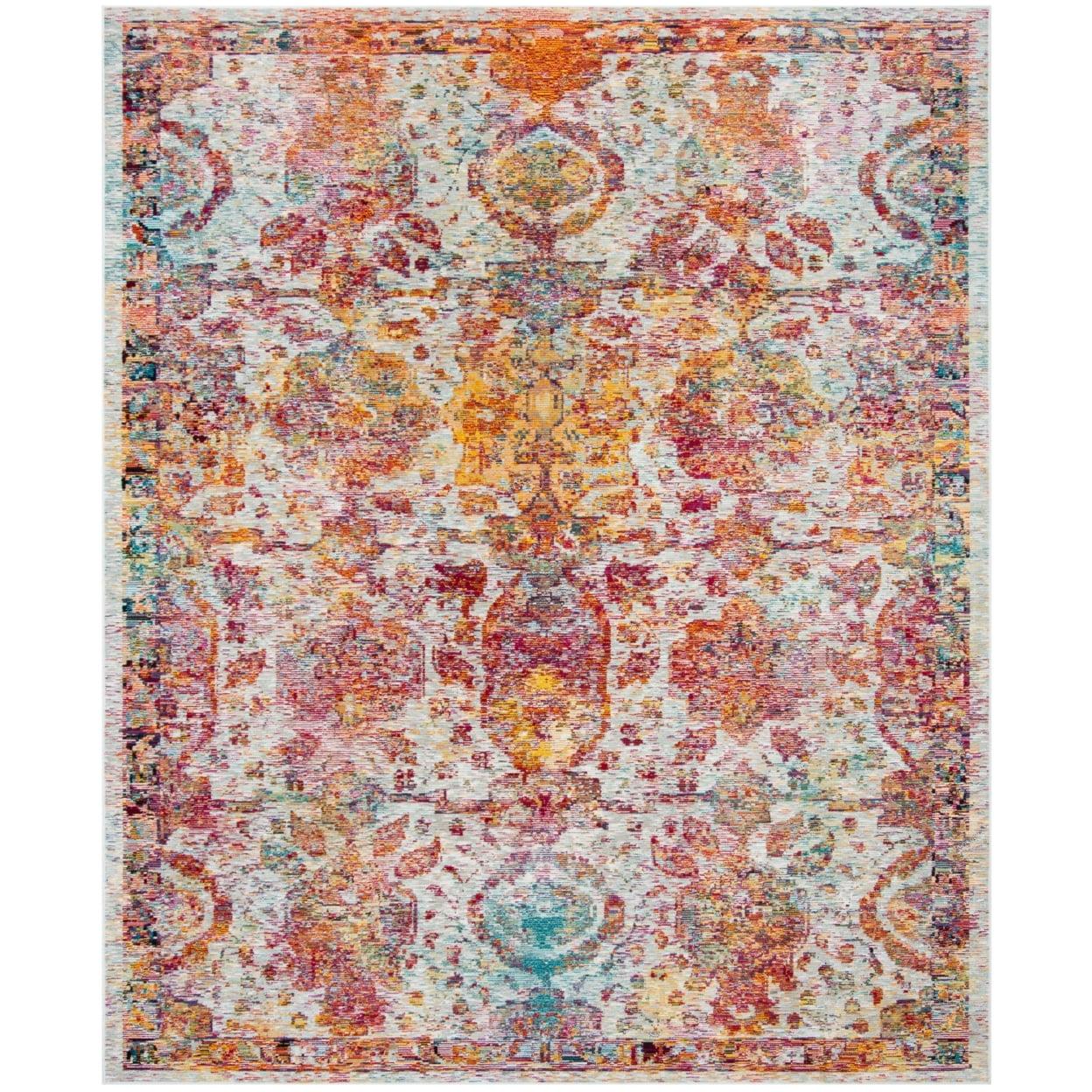Crystal CRS505 Power Loomed Runner Rug - Light Blue/Orange - 2'2"x11' - Safavieh.