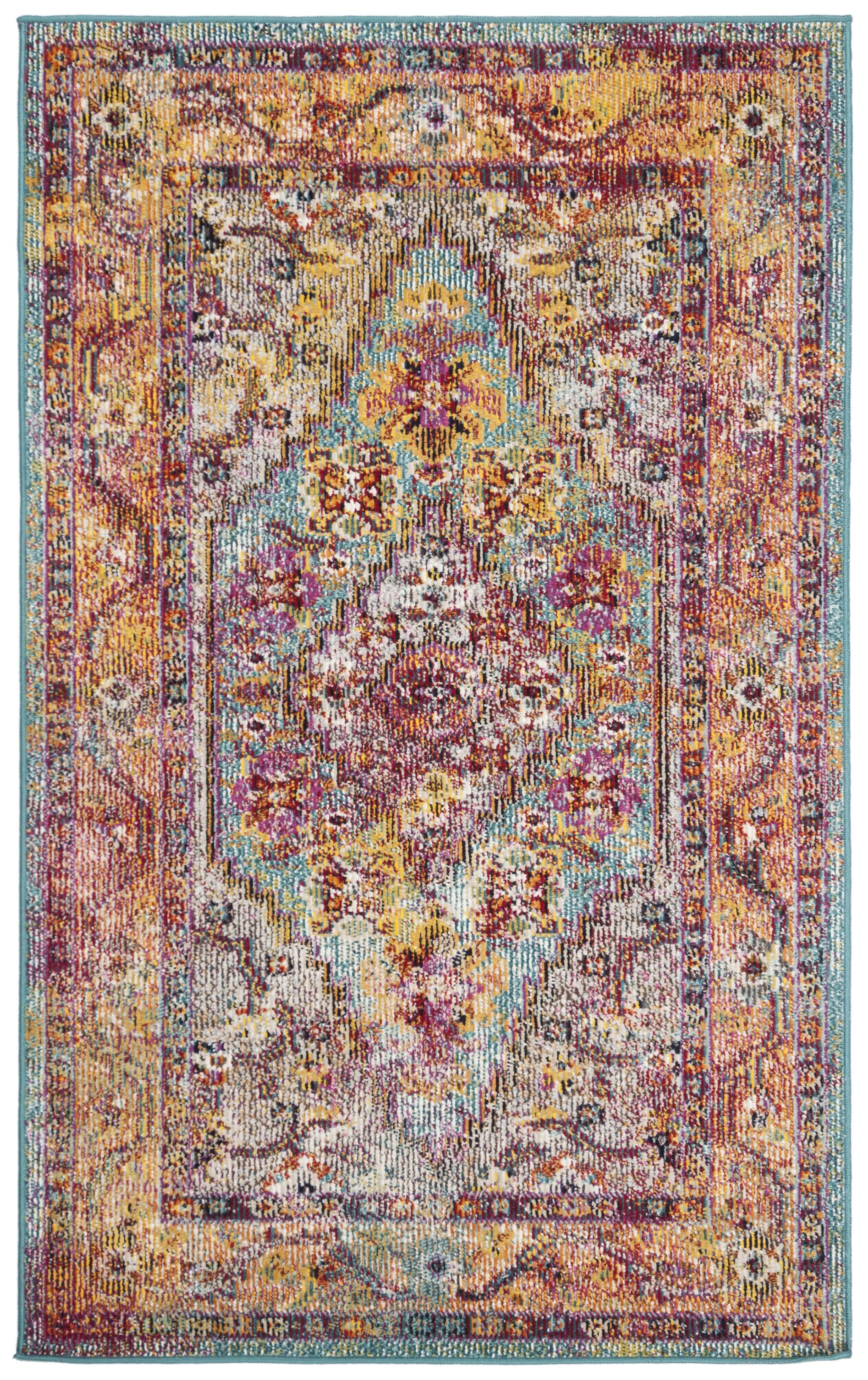 Crystal CRS507 Power Loomed Accent Rug - Light Blue/Orange - 2'2"x5' - Safavieh.