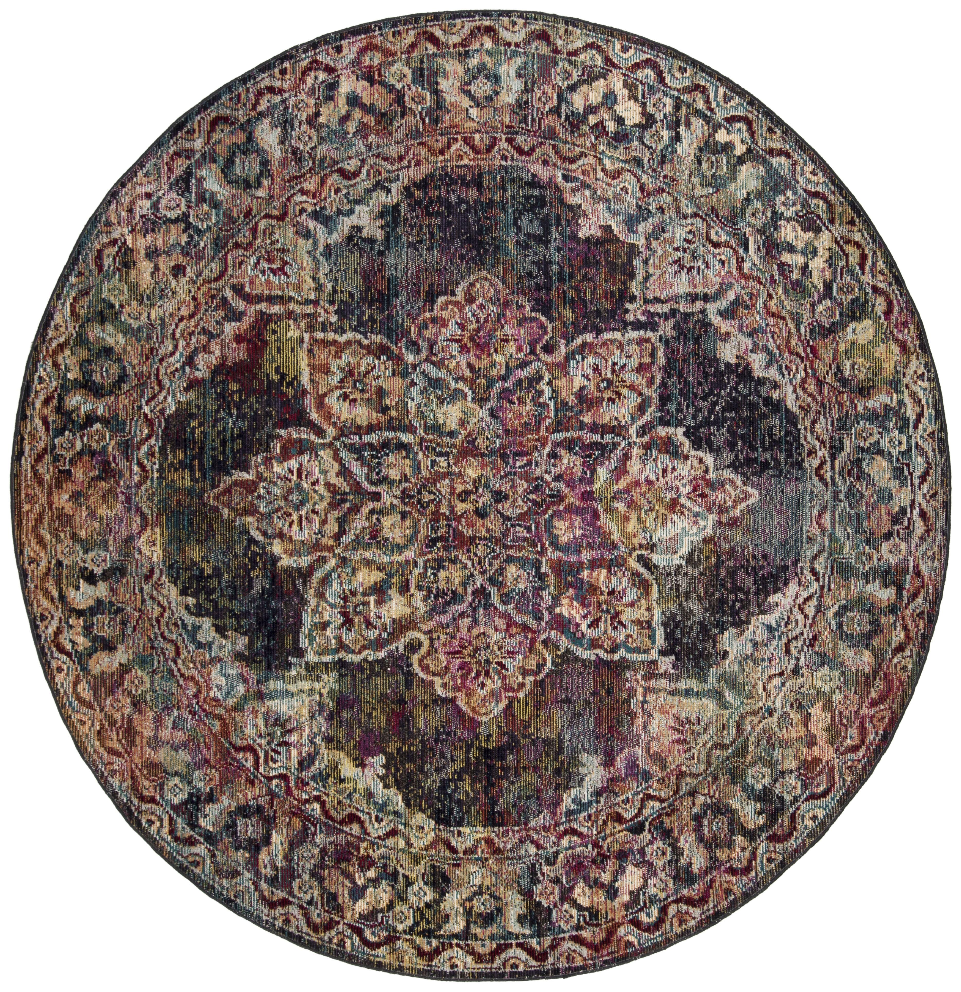 Crystal CRS513 Power Loomed Area Rug - Navy/Light Blue - 7' round - Safavieh.