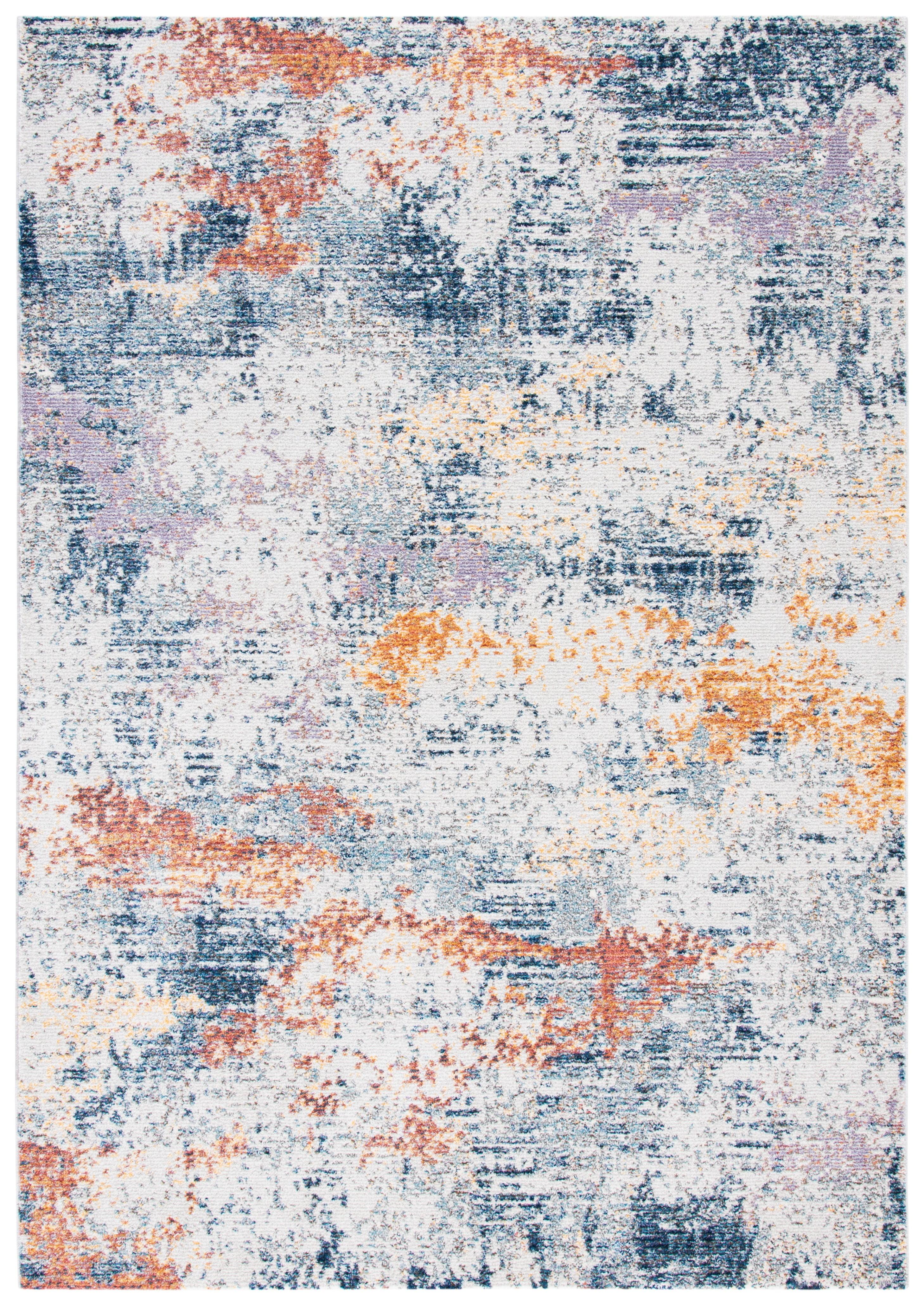 Crystal CRS797 Power Loomed Area Rug - Ivory/Blue - 4'x5'7" - Safavieh.