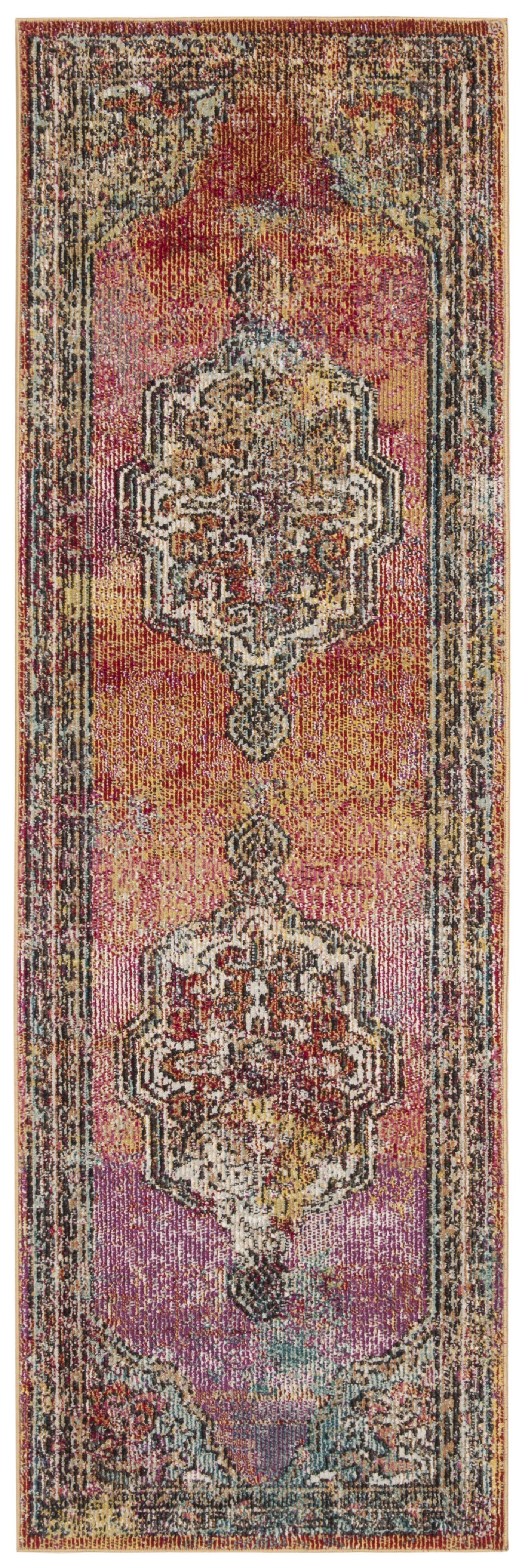 Colorful Medallion Pattern Low Pile Area Rug