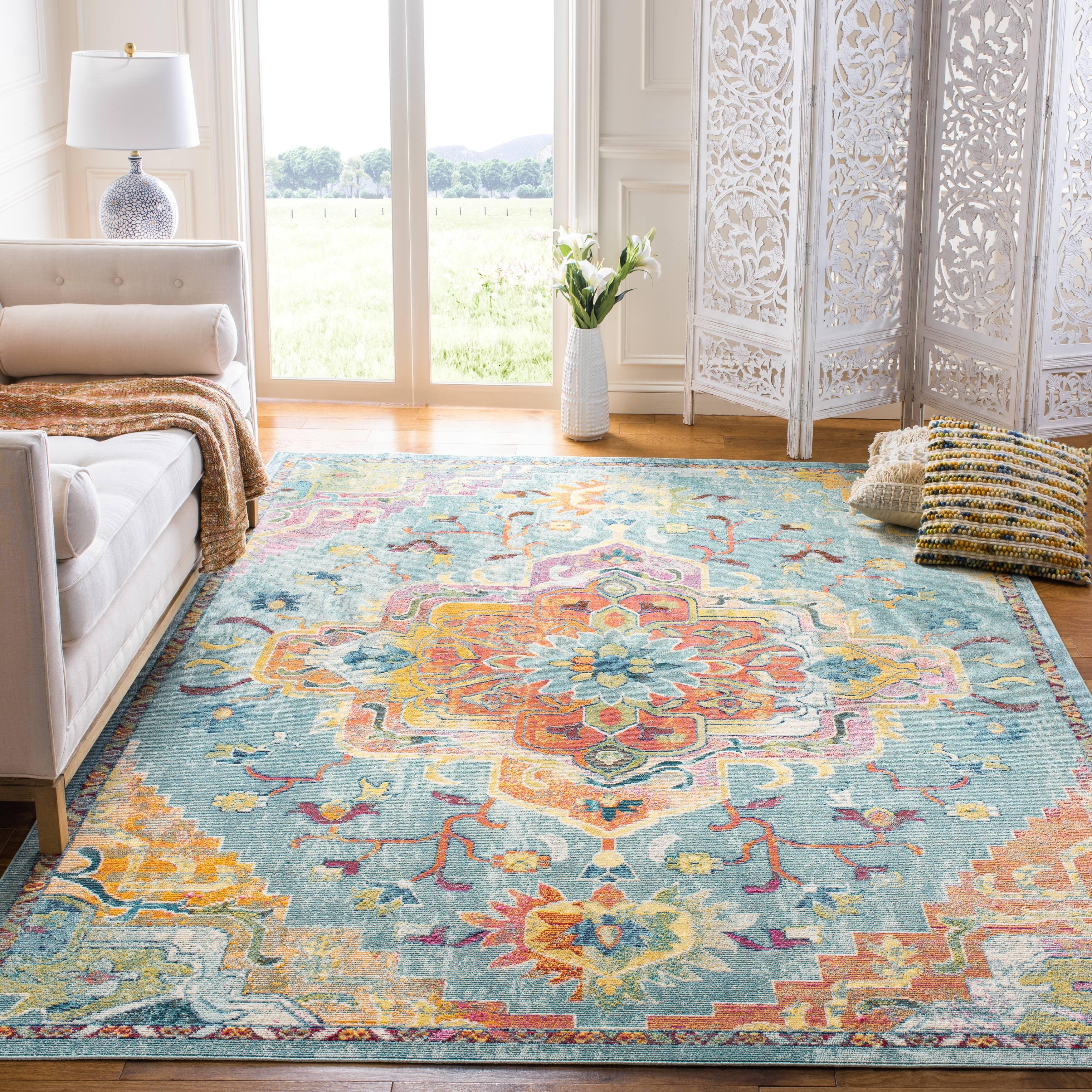 Crystal CRS501 Loomed Indoor Area Rug - Teal/Orange - 8'x10' - Safavieh