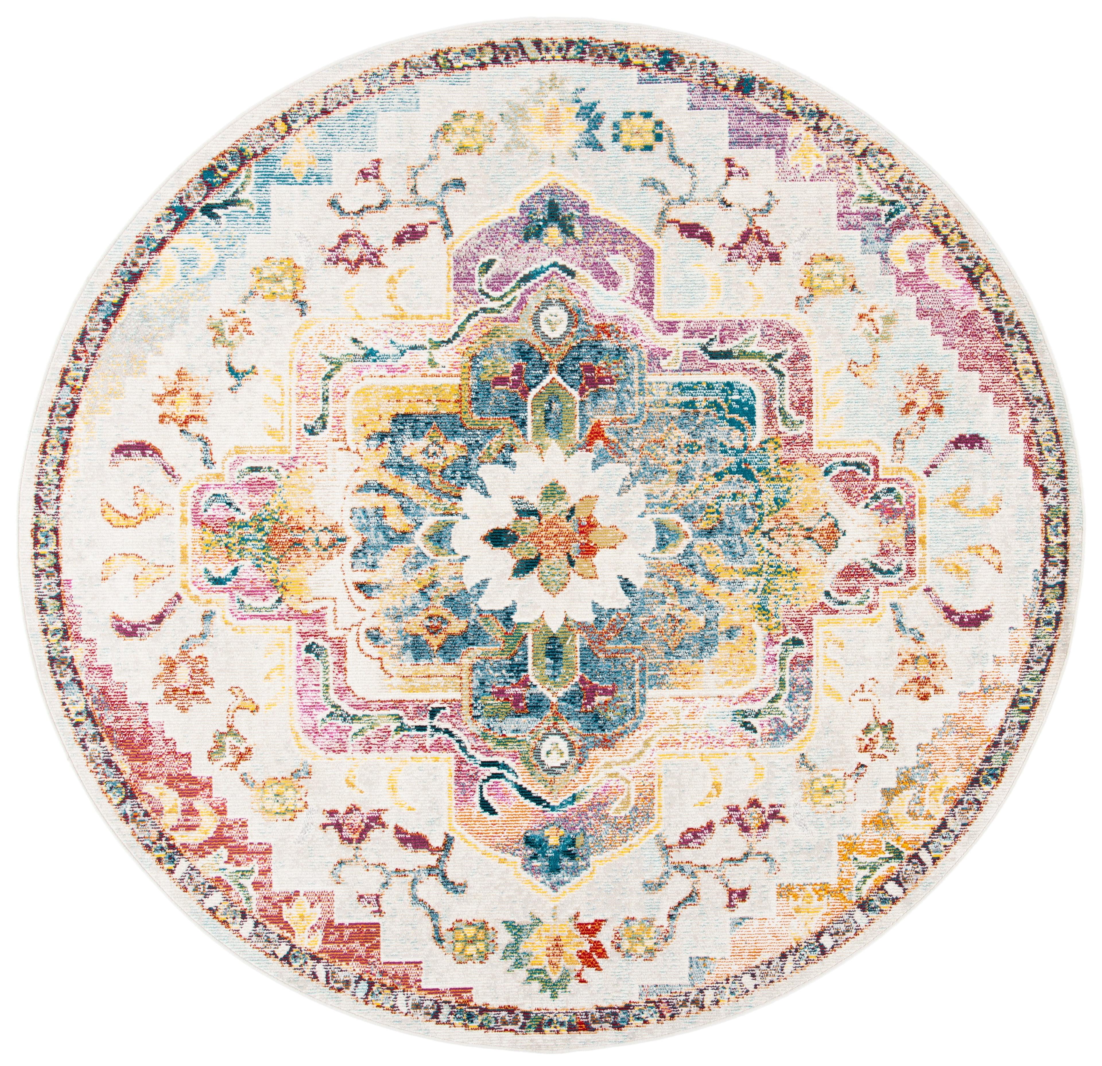 Crystal CRS501 Loomed Indoor Area Rug - Light Blue/Grey - 5'x5' Round - Safavieh