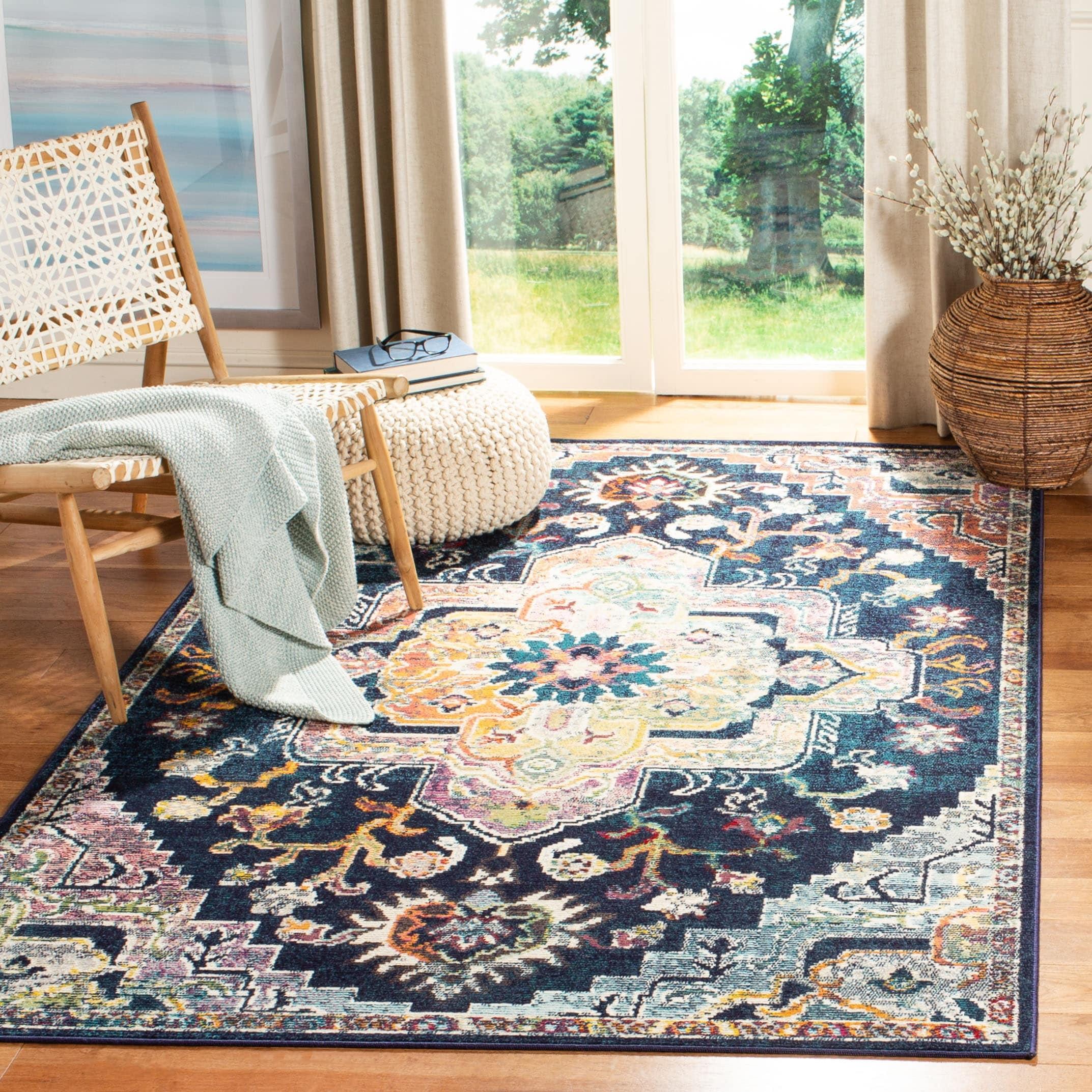 Crystal CRS501 Loomed Indoor Area Rug - Navy/Fuchsia - 8'x10' - Safavieh