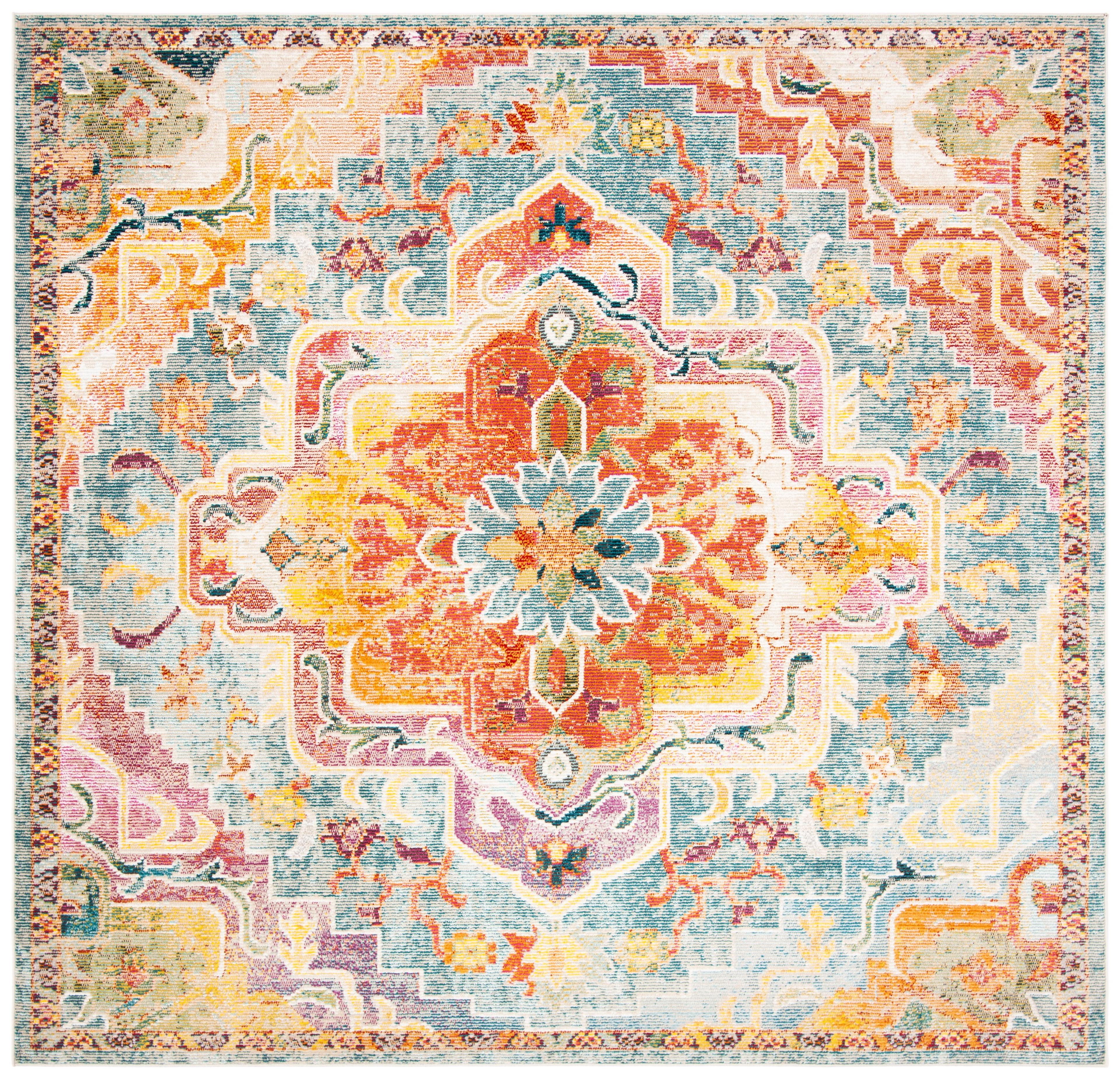 Crystal CRS501 Loomed Indoor Area Rug - Orange/Teal - 5'x5' - Safavieh